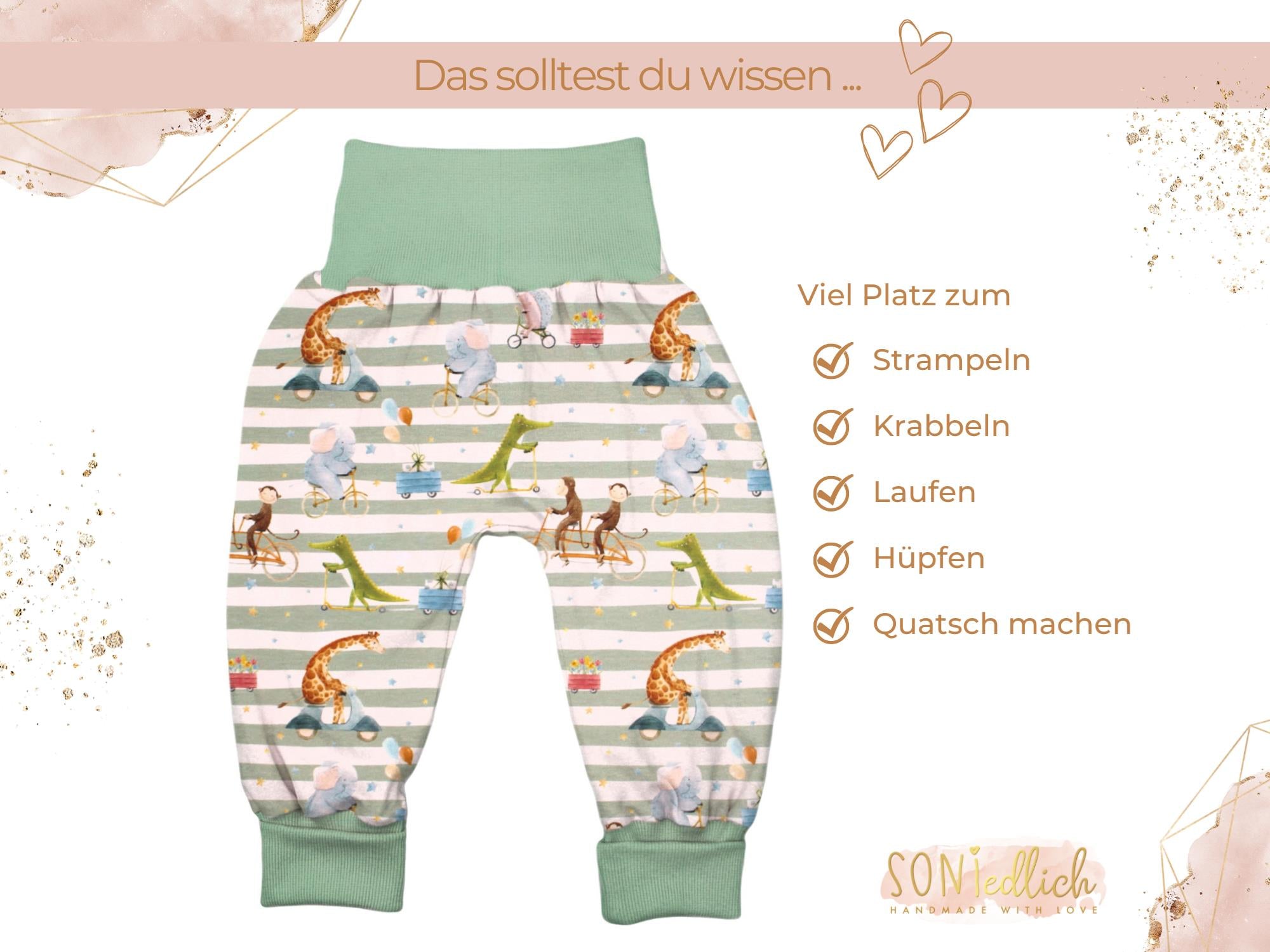 Lange Pumphose für Babys und Kinder „Tierausflug“ Beschreibung 1
