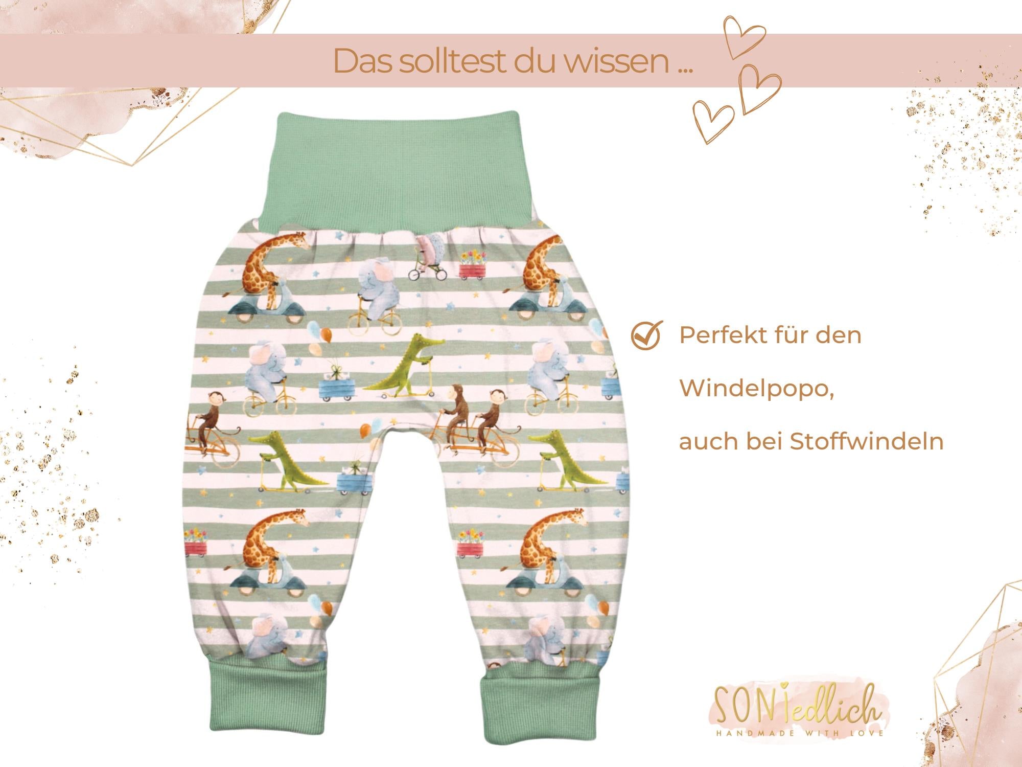 Lange Pumphose für Babys und Kinder „Tierausflug“ Beschreibung 2
