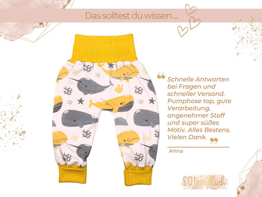 Lange Pumphose für Babys und Kinder „Wal senf“ Bewertung
