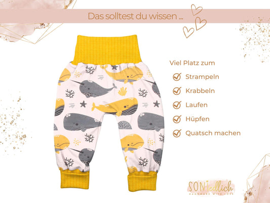 Lange Pumphose für Babys und Kinder „Wal senf“ Beschreibung 1