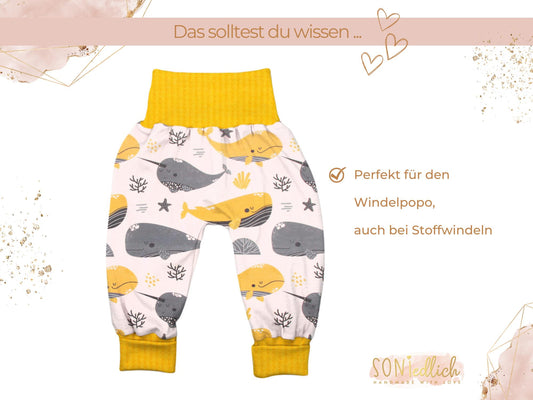 Lange Pumphose für Babys und Kinder „Wal senf“ Beschreibung 2
