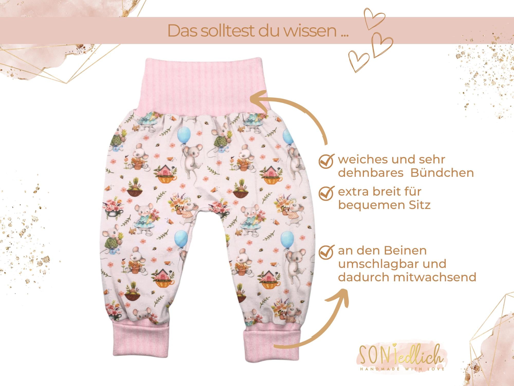 Lange Pumphose für Babys und Kinder "sweet garden“ Merkmale