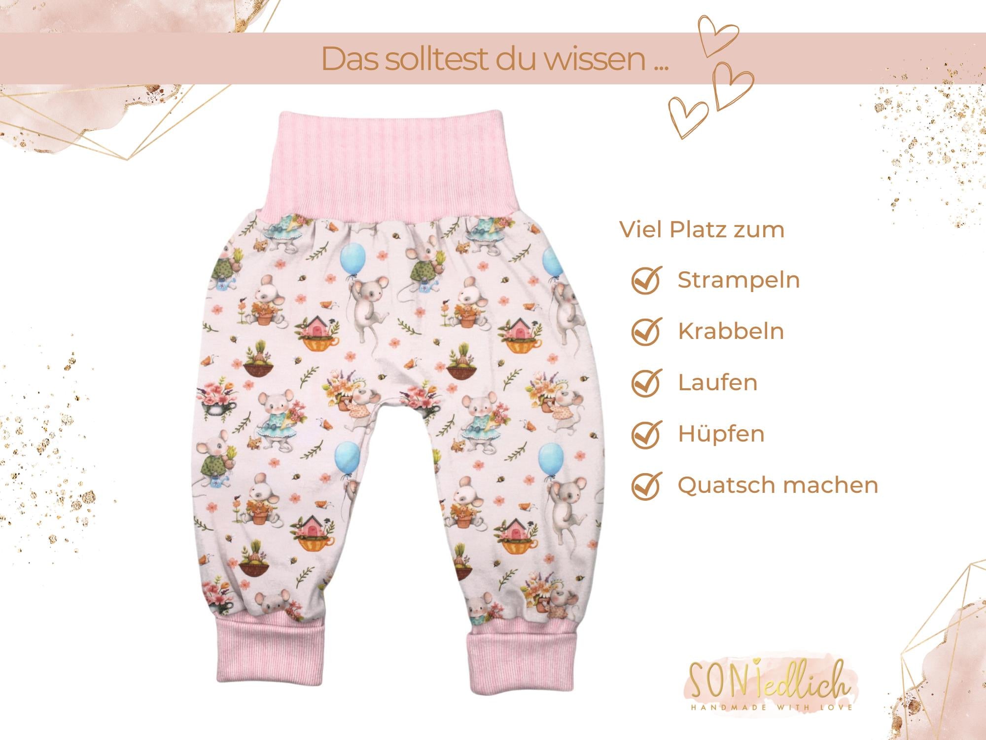 Lange Pumphose für Babys und Kinder "sweet garden“ Beschreibung 1