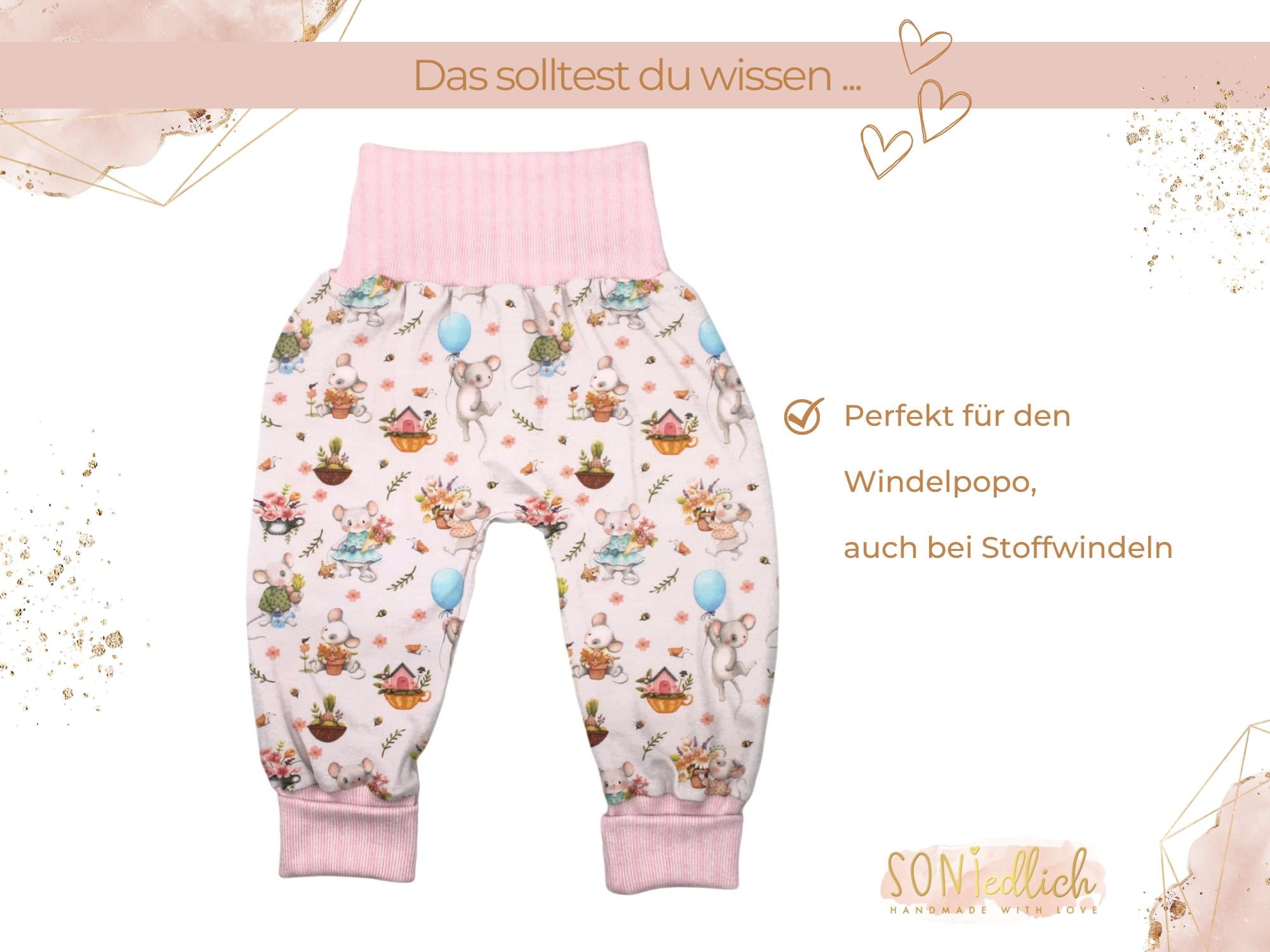 Lange Pumphose für Babys und Kinder "sweet garden“ Beschreibung 2