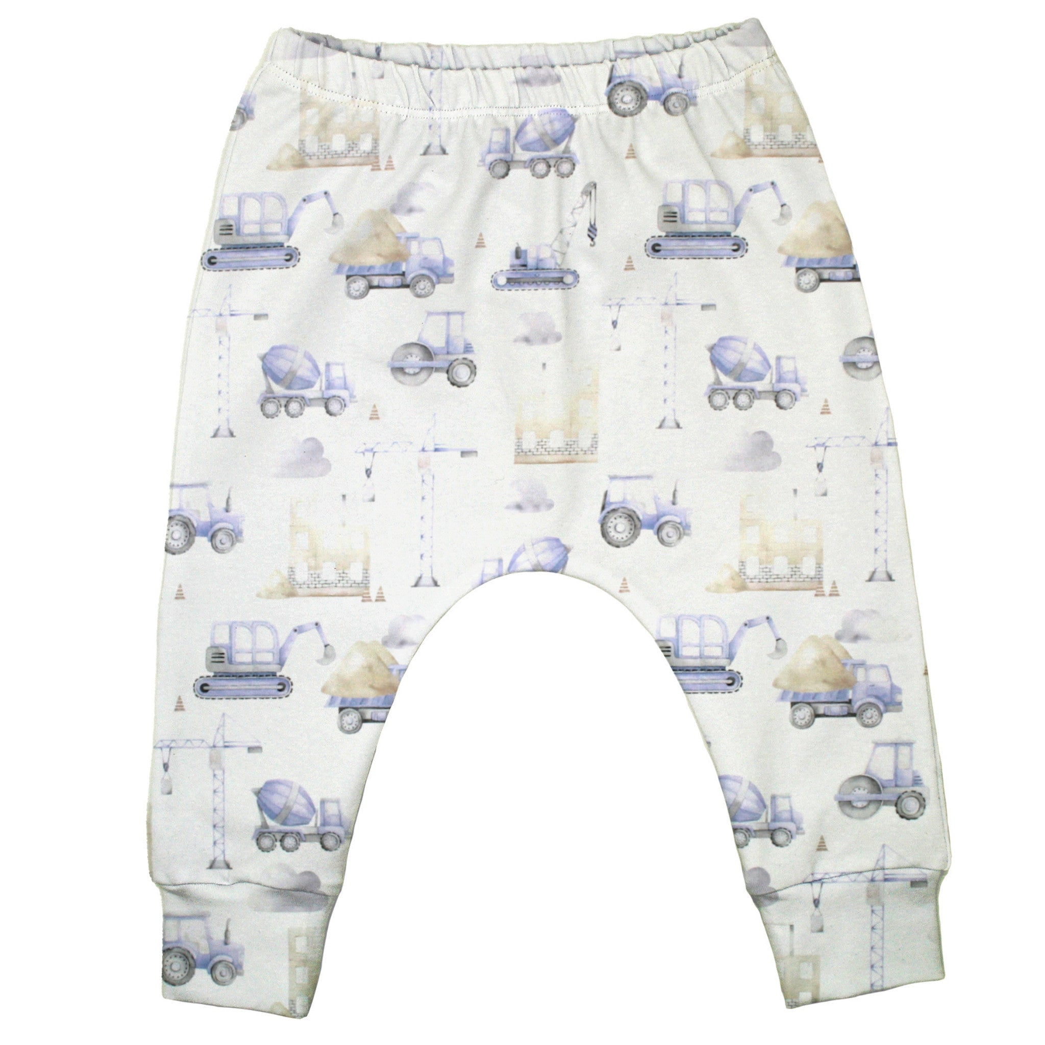 Slim Harem Pants für Babys und Kinder „Baustelle pastell“