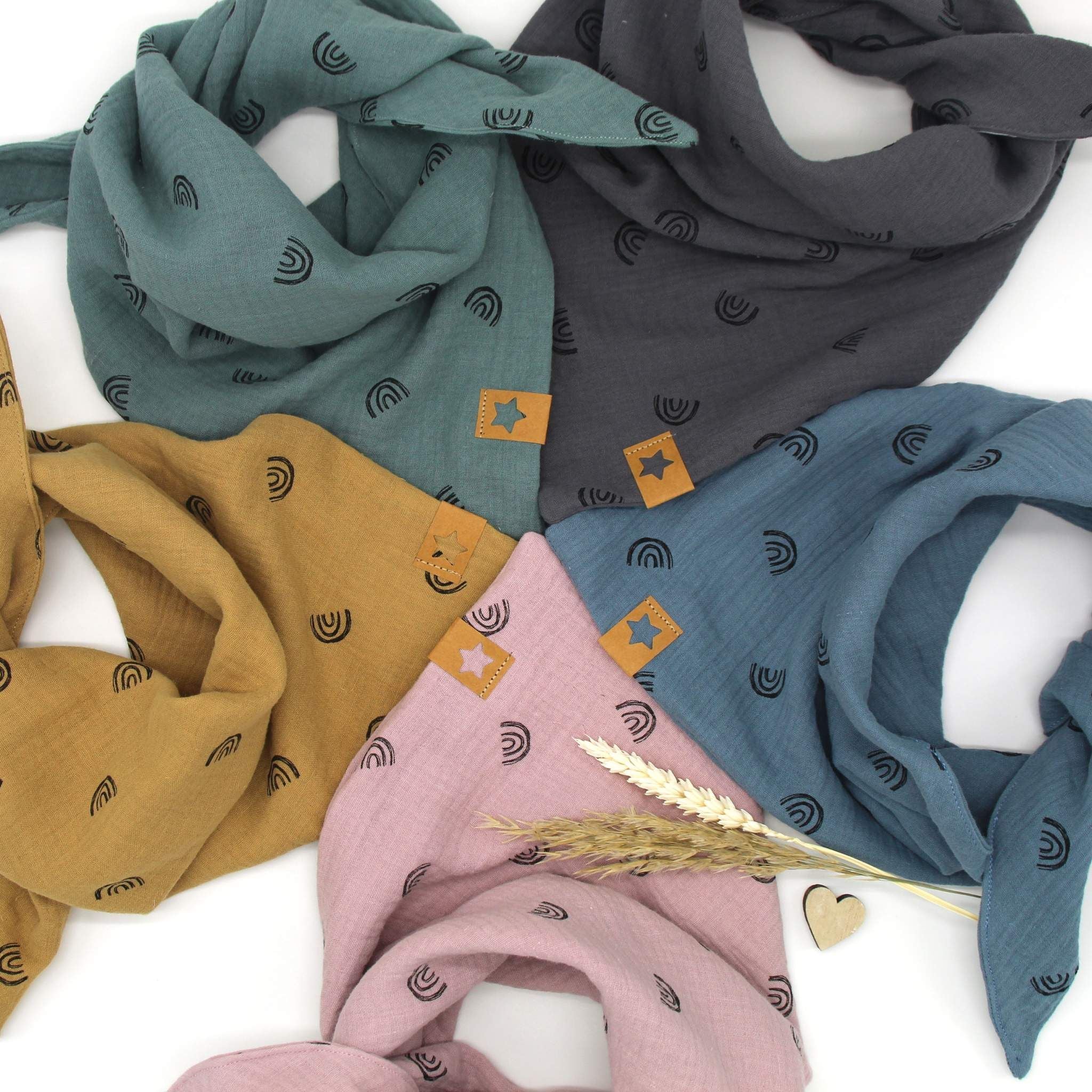 Musselintuch für Kinder "Regenbogen doppellagig"