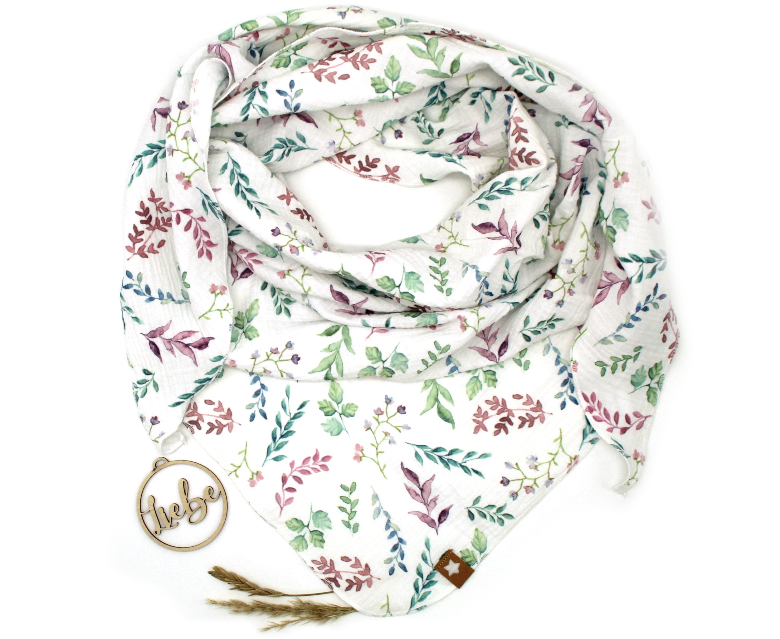Musselintuch XXL für Erwachsene „lovely leaves"