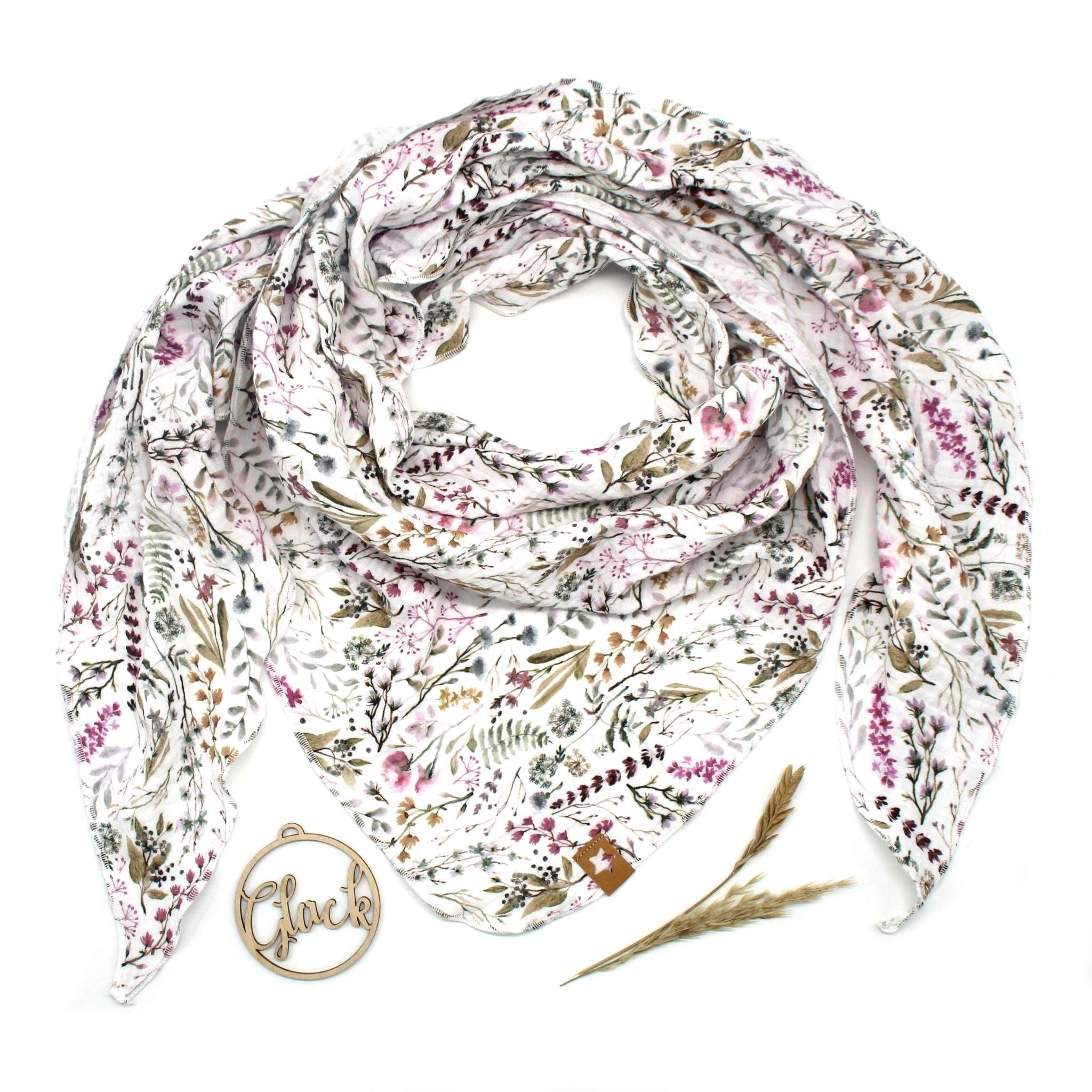 Musselintuch XXL für Erwachsene „natural leaves"