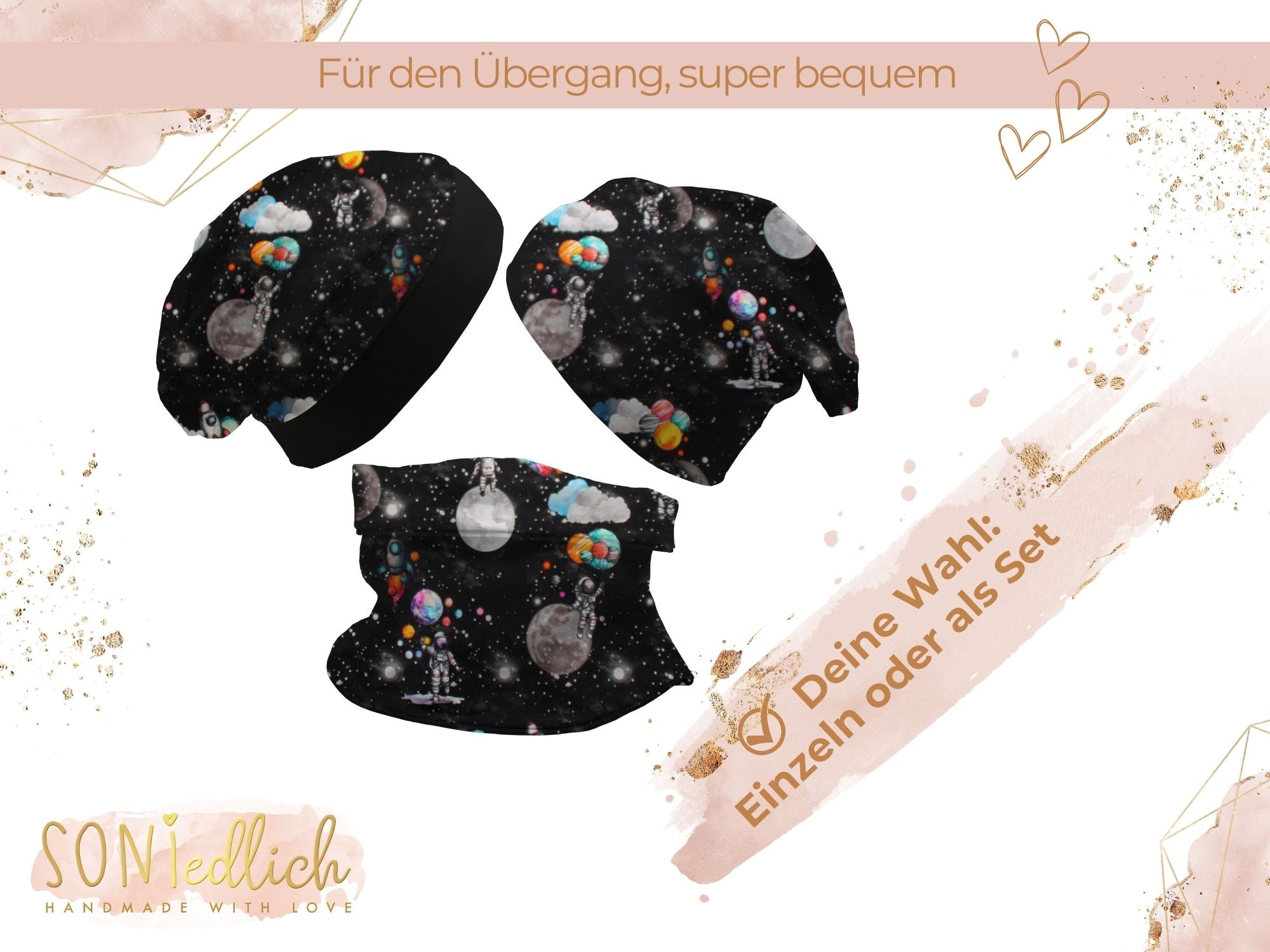 Beanie und Loop Set für Babys und Kinder „Astronaut“ Auswahl