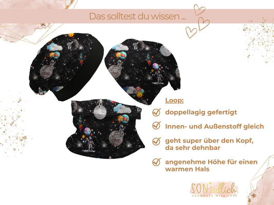 Beanie und Loop Set für Babys und Kinder „Astronaut“ Loop