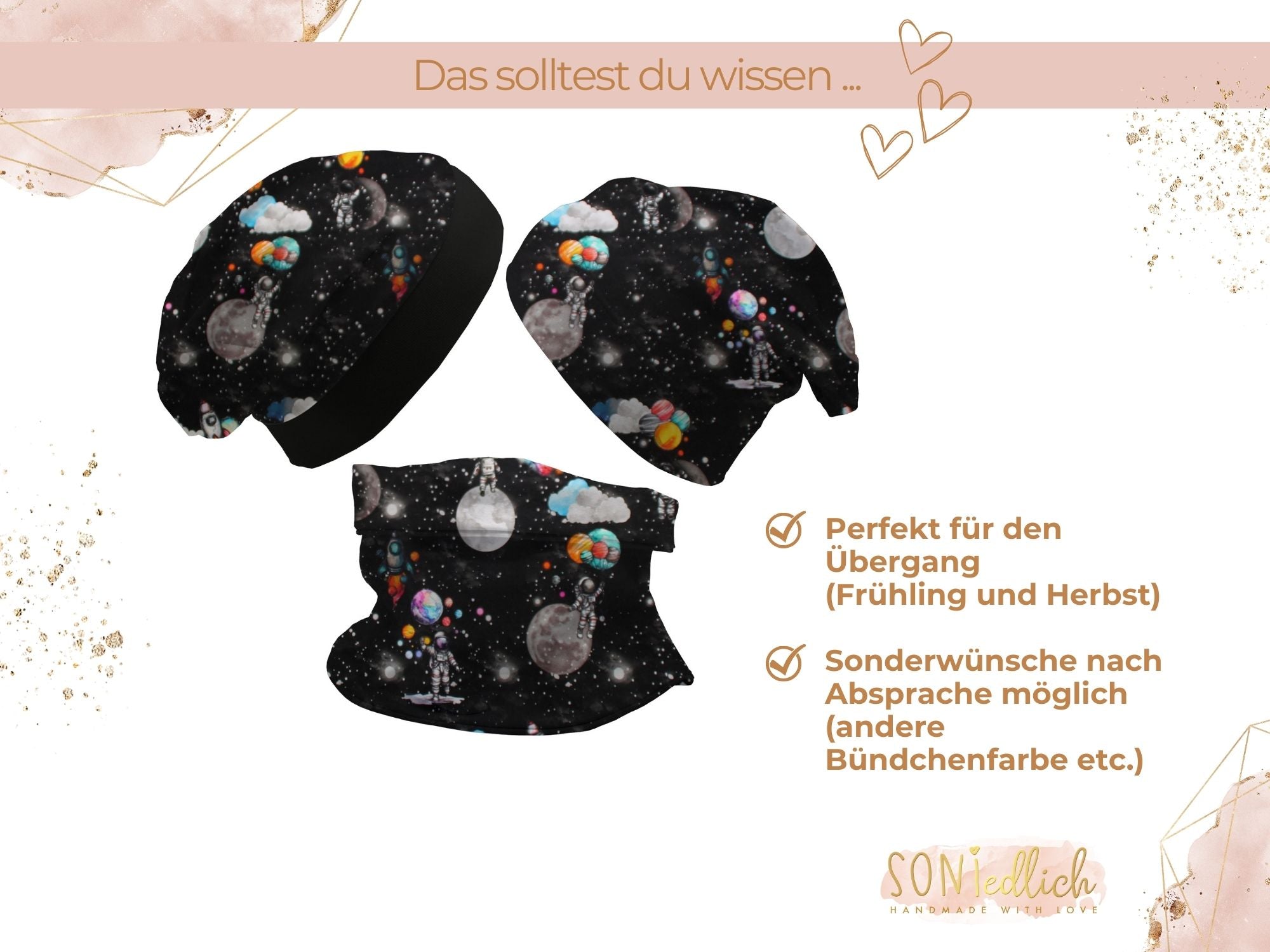 Beanie und Loop Set für Babys und Kinder „Astronaut“ Beschreibung 2