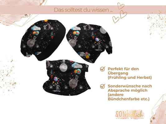 Beanie und Loop Set für Babys und Kinder „Astronaut“ Beschreibung 2