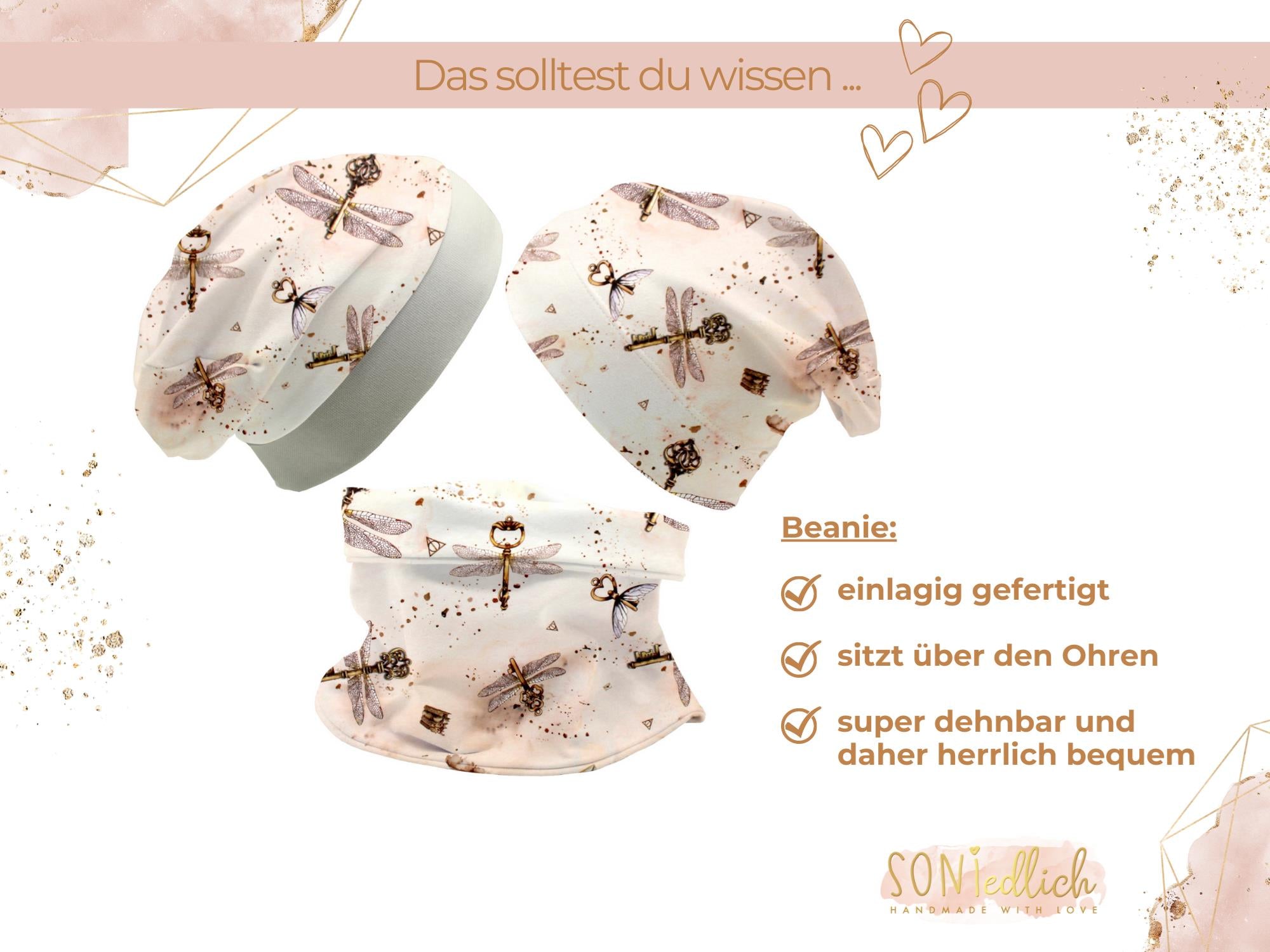 Beanie und Loop Set für Babys und Kinder "magic keys" Beanie