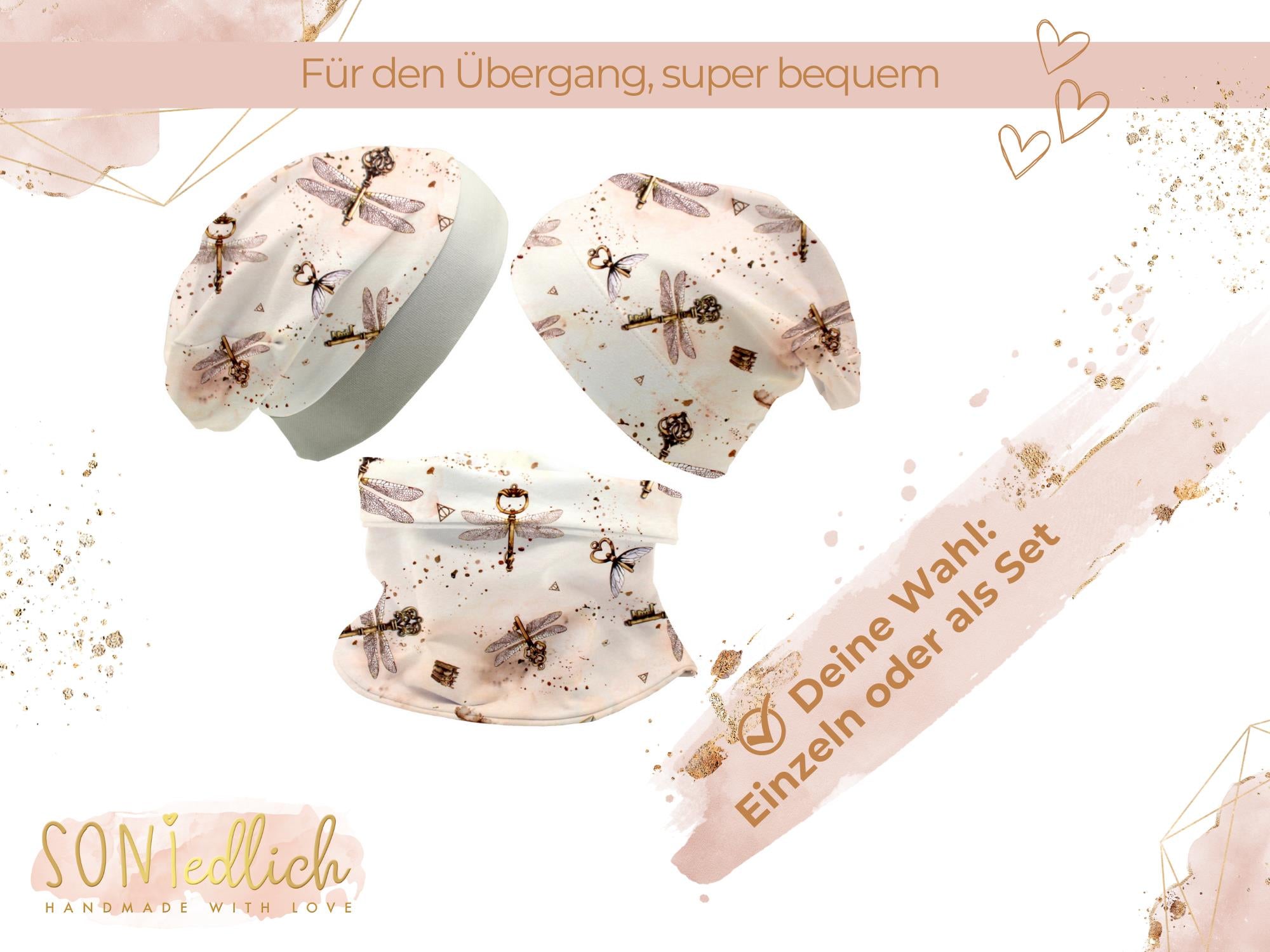 Beanie und Loop Set für Babys und Kinder "magic keys", einzeln oder als Set erhältlich