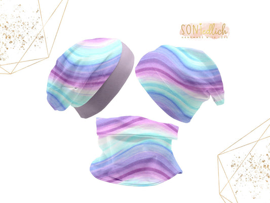 Beanie und Loop Set für Babys und Kinder "marshmallow" mit Logo