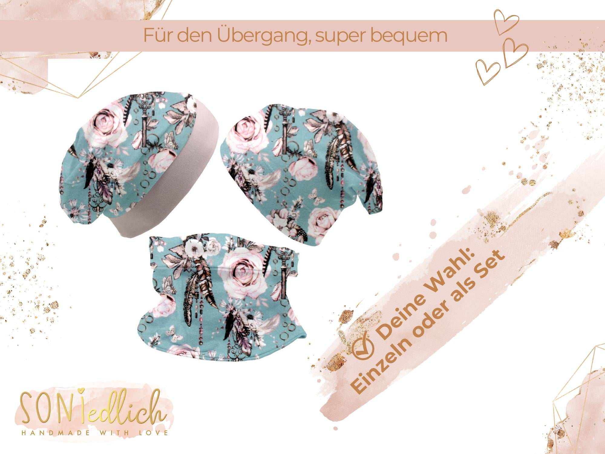 Beanie und Loop Set für Babys und Kinder "sweet keys" Auswahl