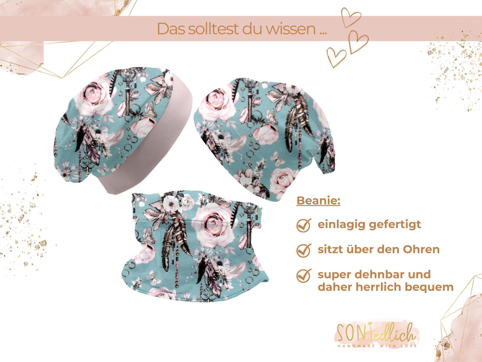 Beanie und Loop Set für Babys und Kinder "sweet keys" Beanie