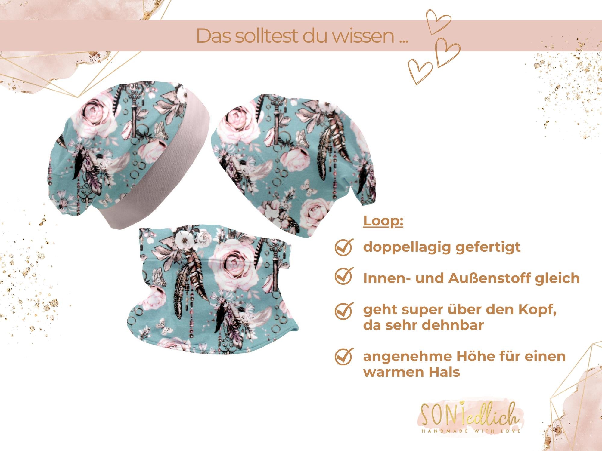 Beanie und Loop Set für Babys und Kinder "sweet keys" Loop