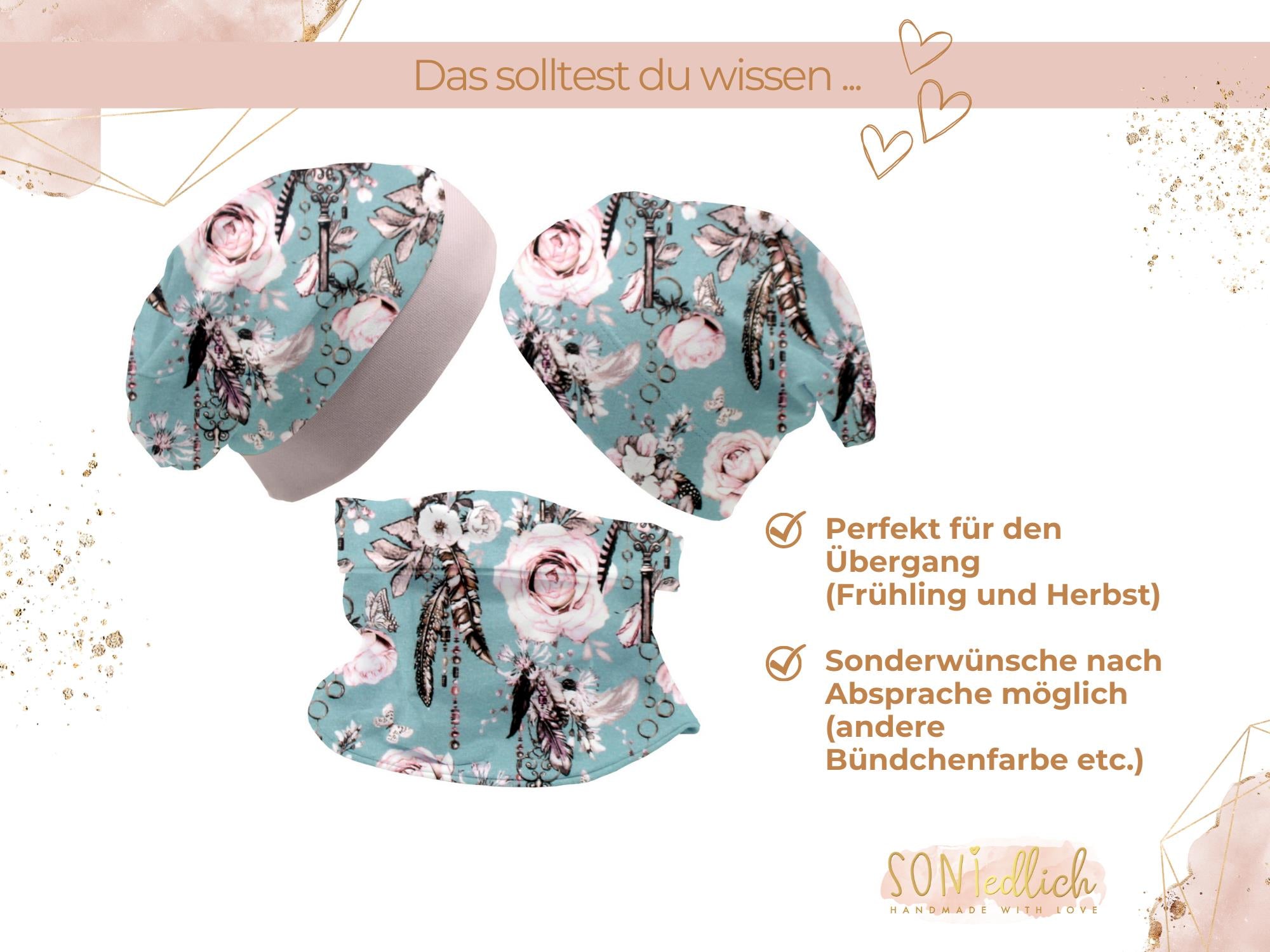 Beanie und Loop Set für Babys und Kinder "sweet keys" Beschreibung