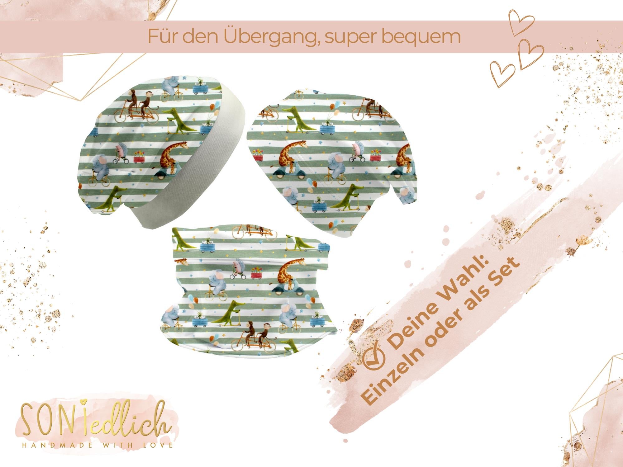 Beanie und Loop Set für Babys und Kinder "Tierausflug" Auswahl