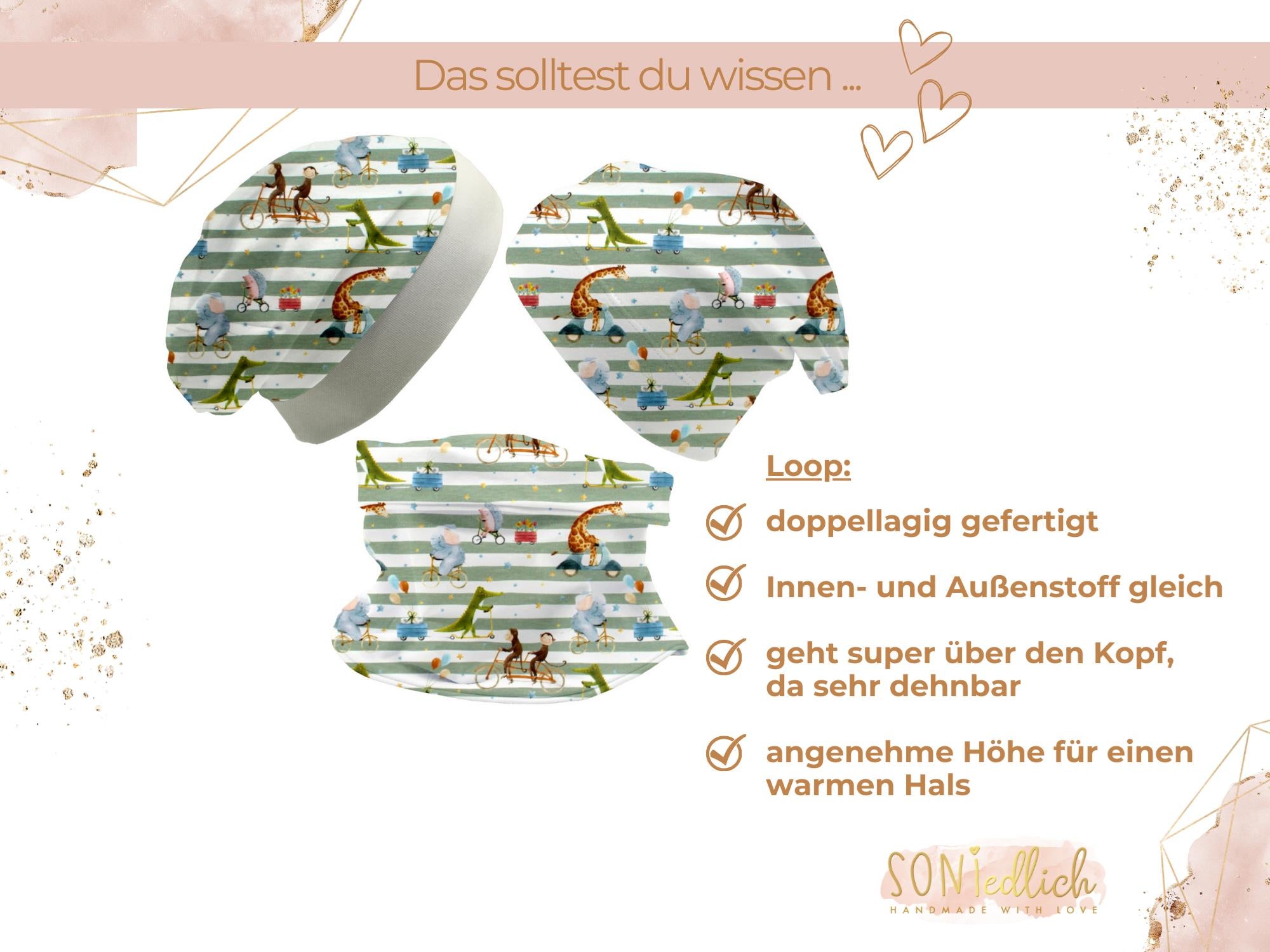 Beanie und Loop Set für Babys und Kinder "Tierausflug" Loop