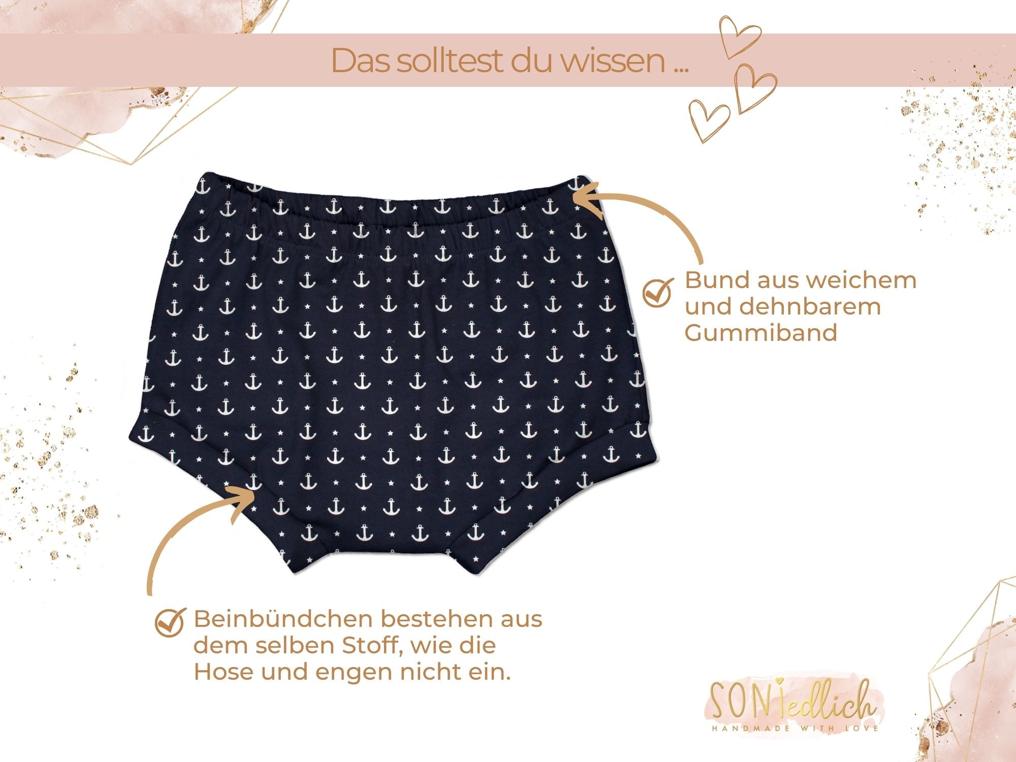 Bummie für Babys und Kinder „Anker, marine“ Details