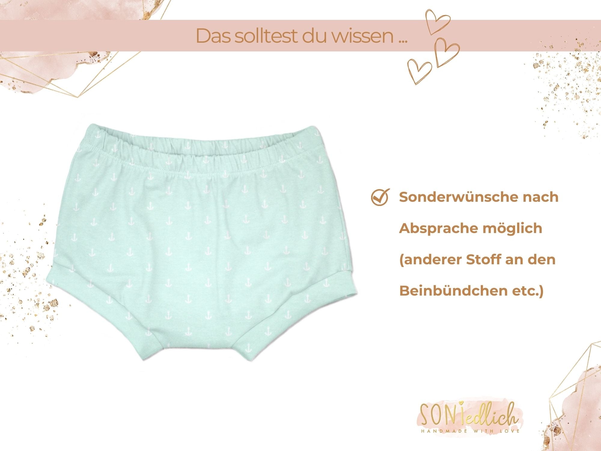 Bummie für Babys und Kinder „Anker, mint“ Sonderwünsche