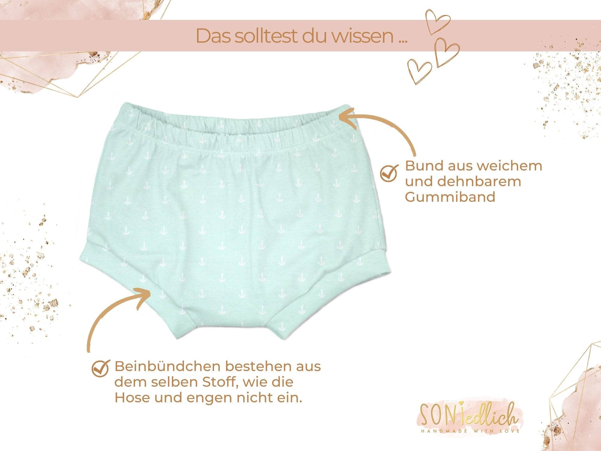 Bummie für Babys und Kinder „Anker, mint“ Details