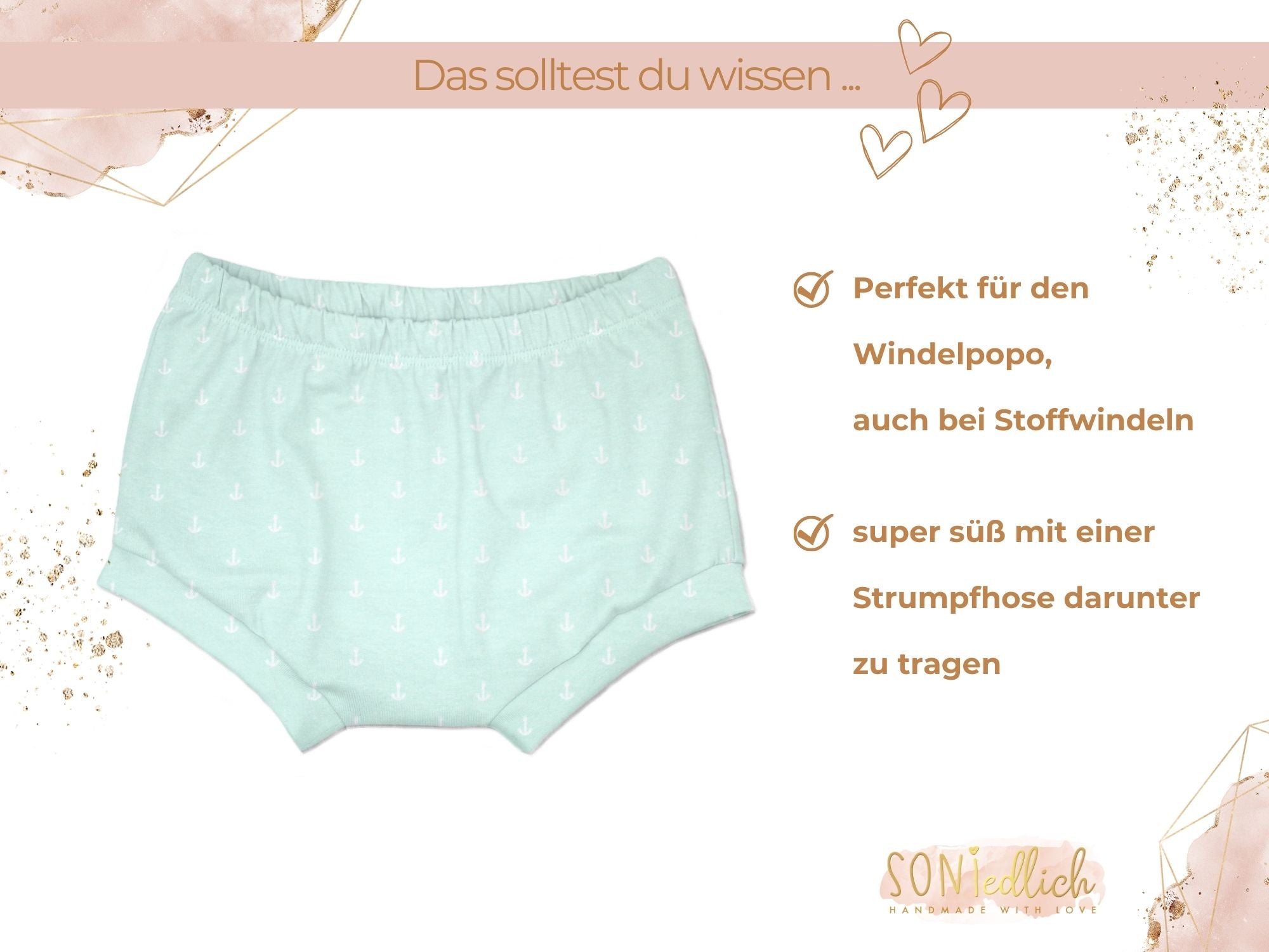 Bummie für Babys und Kinder „Anker, mint“ Beschreibung1