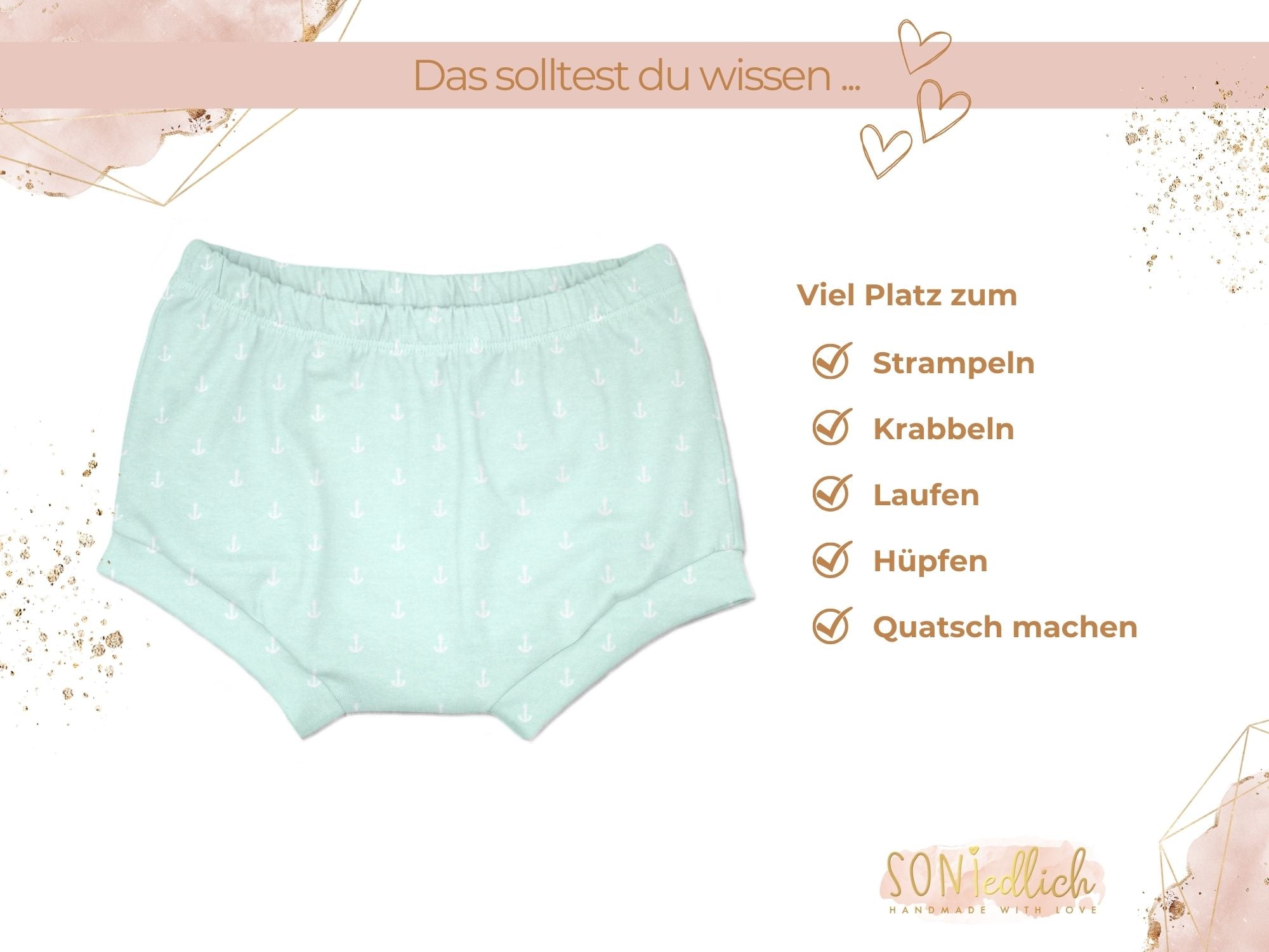 Bummie für Babys und Kinder „Anker, mint“ Beschreibung2