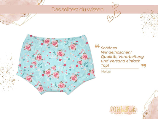 Bummie Blumen türkis, Bewertung