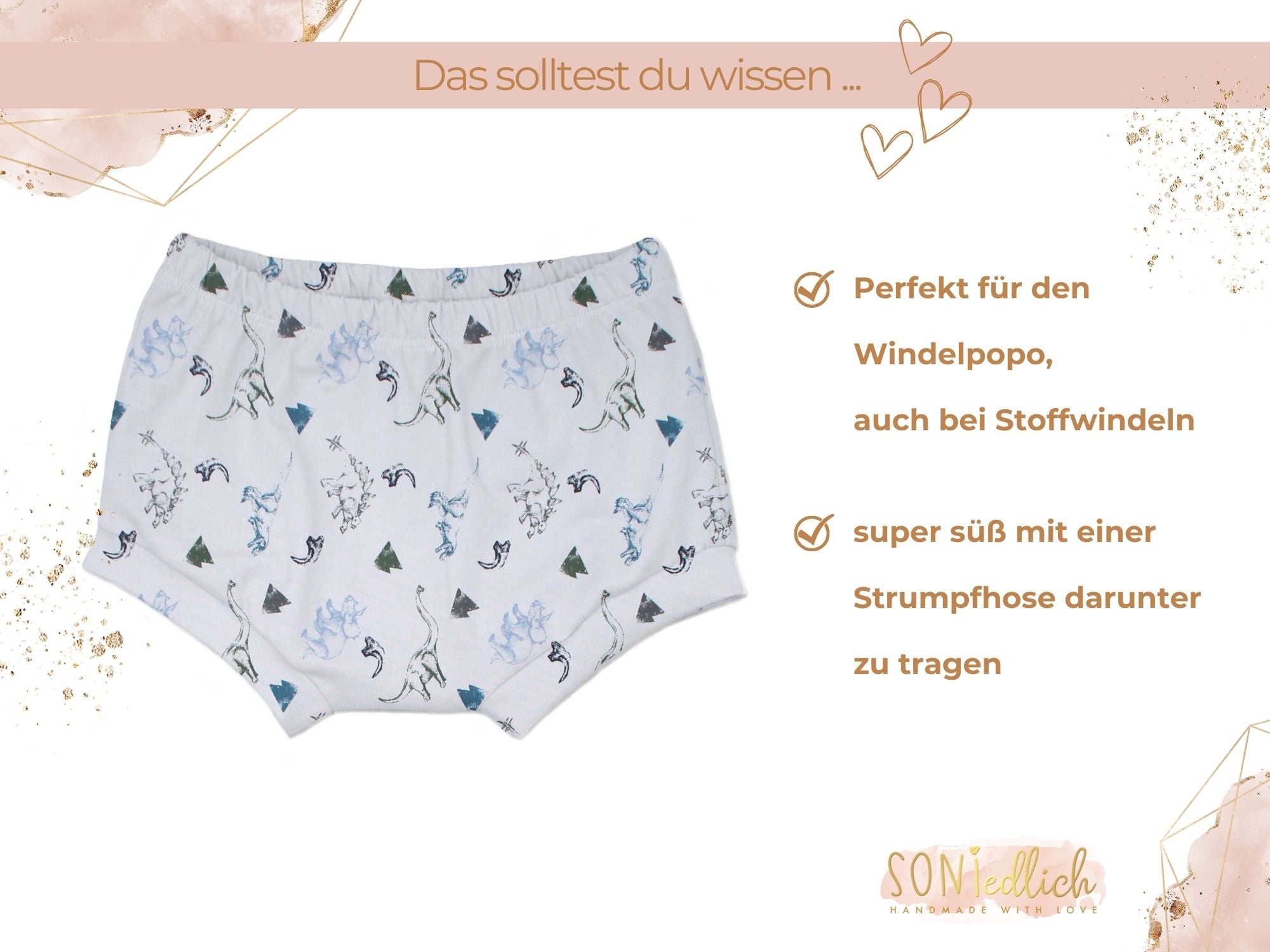 Bummie für Babys und Kinder „Dinos hellgrau“ Beschreibung1