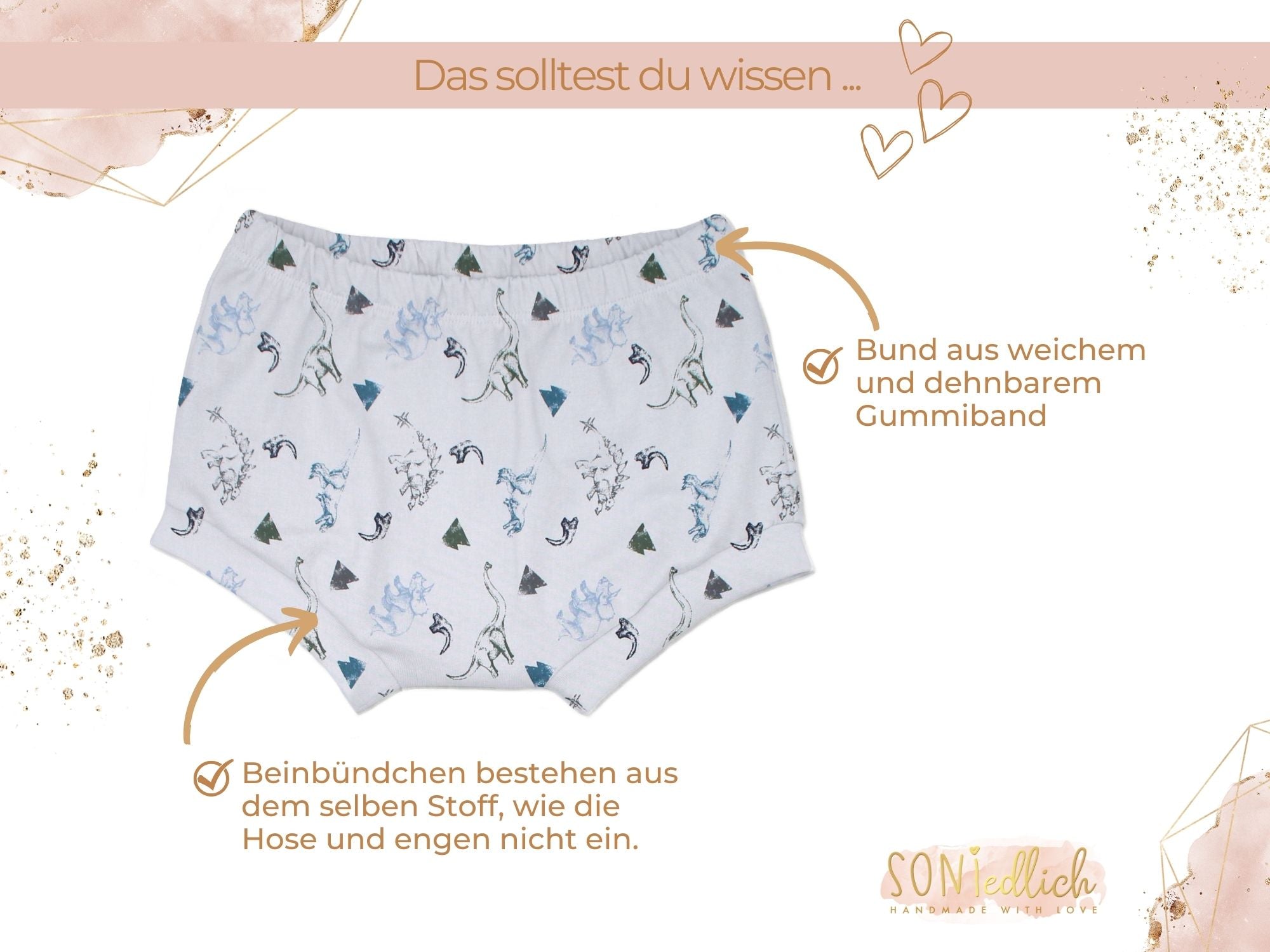Bummie für Babys und Kinder „Dinos hellgrau“ Details