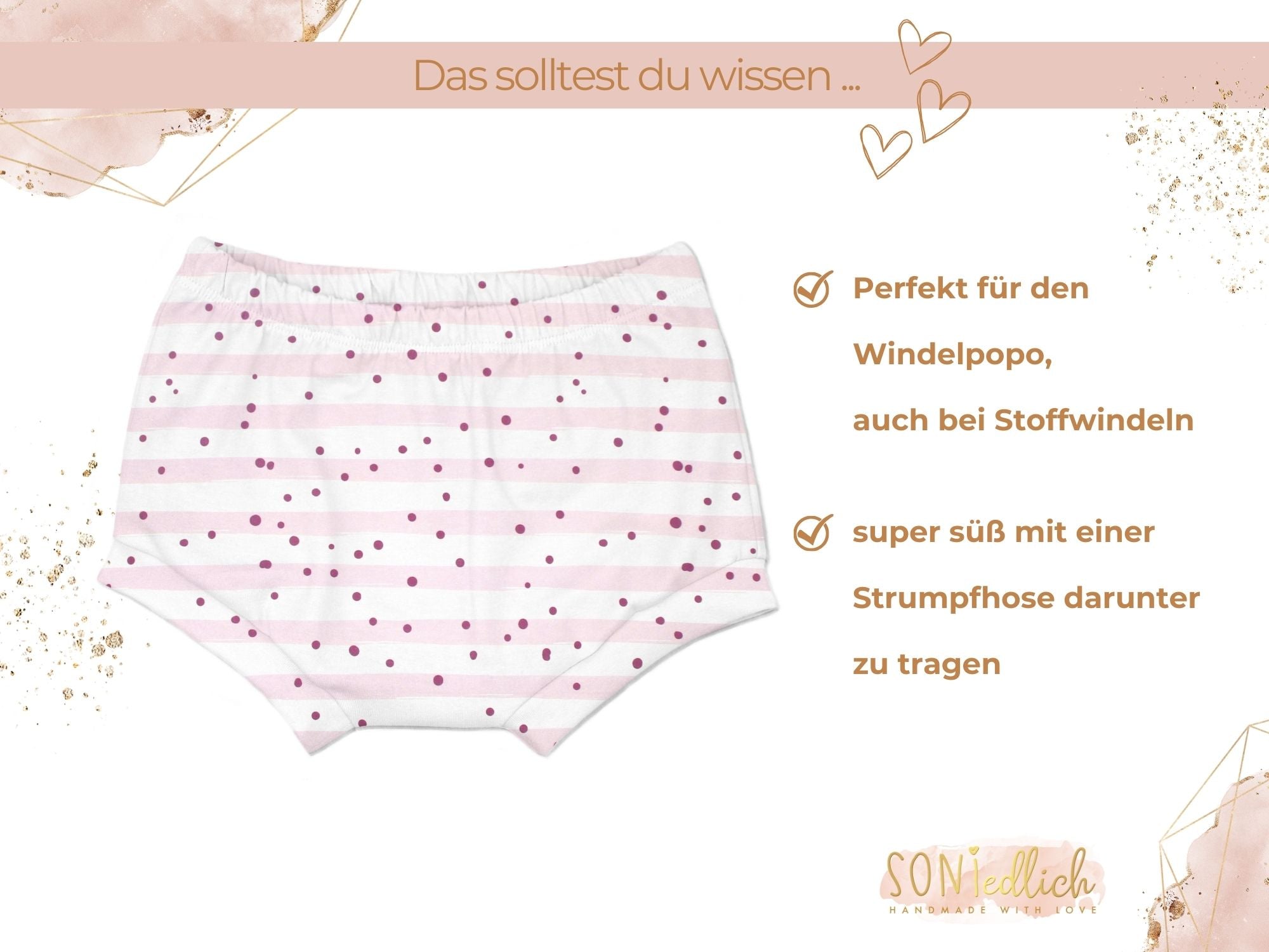 Bummie für Babys und Kinder „dotties and stripes“ Beschreibung1