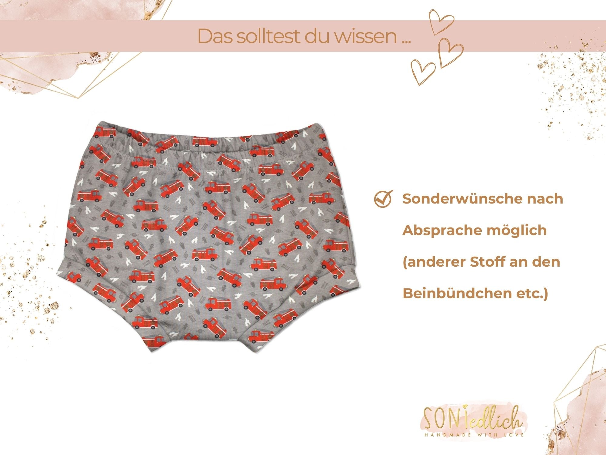 Bummie für Babys und Kinder „Drehleiter grau“ Sonderwünsche