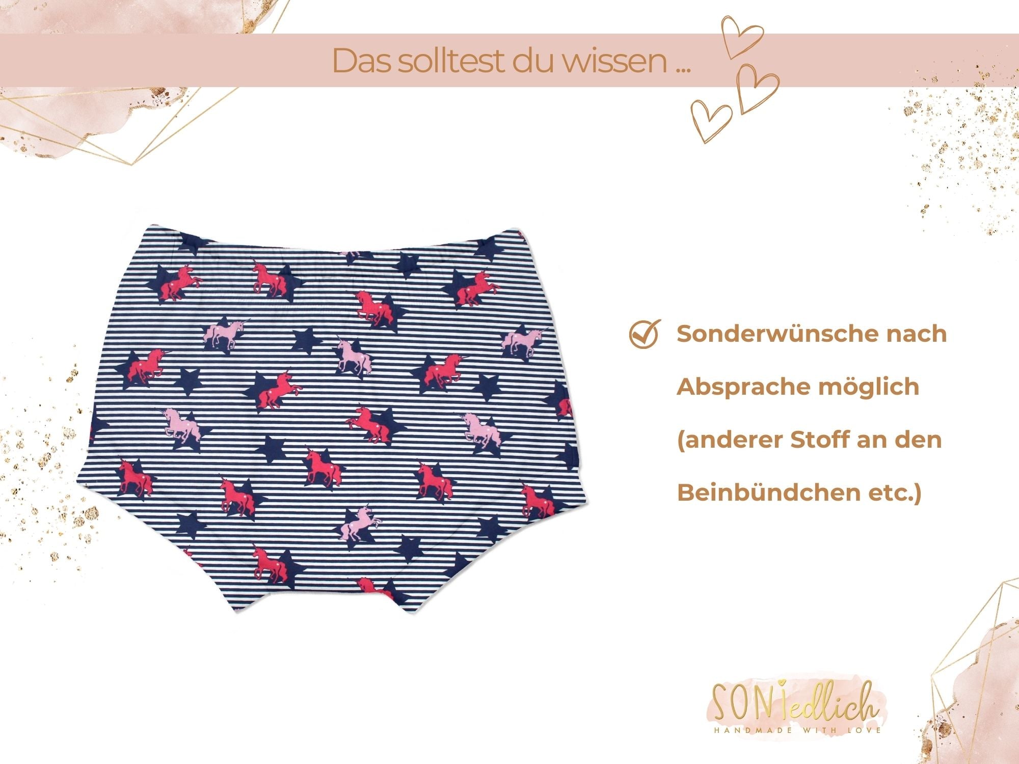 Bummie für Babys und Kinder „Einhorn Streifen“ Sonderwünsche