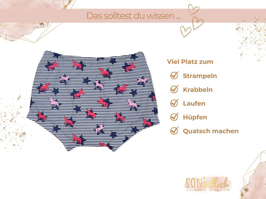 Bummie für Babys und Kinder „Einhorn Streifen“ Beschreibung2