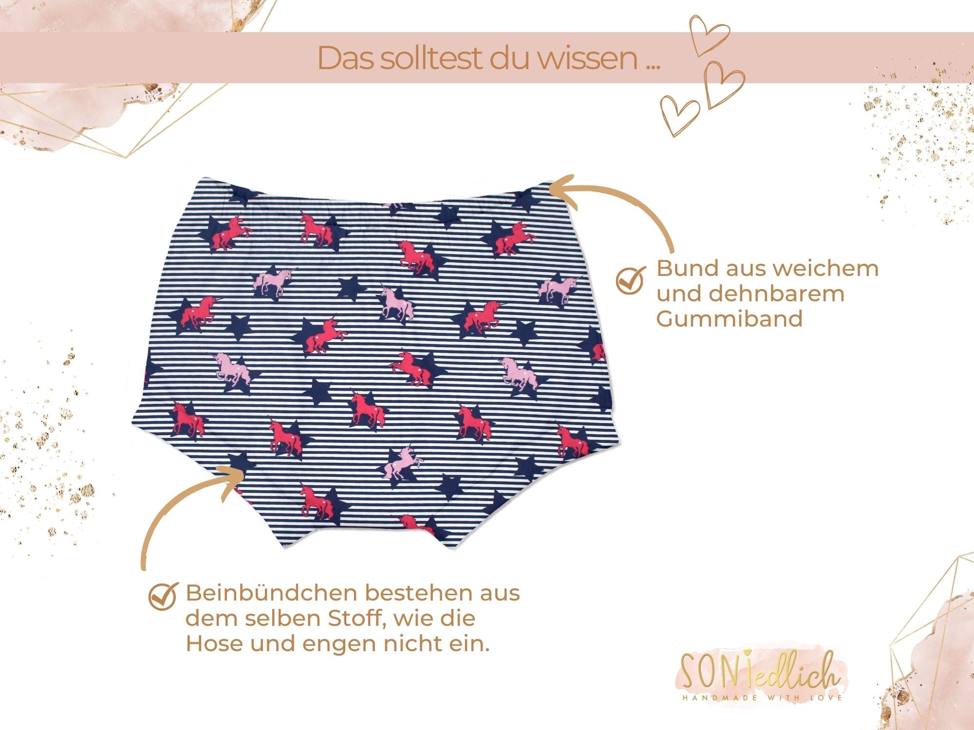 Bummie für Babys und Kinder „Einhorn Streifen“ Details