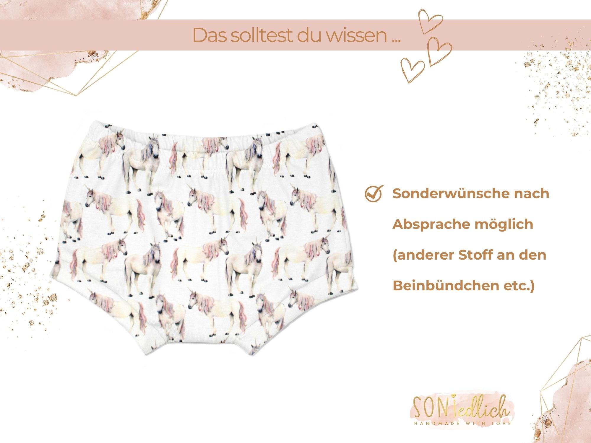 Bummie für Babys und Kinder „Einhorn“ Sonderwünsche