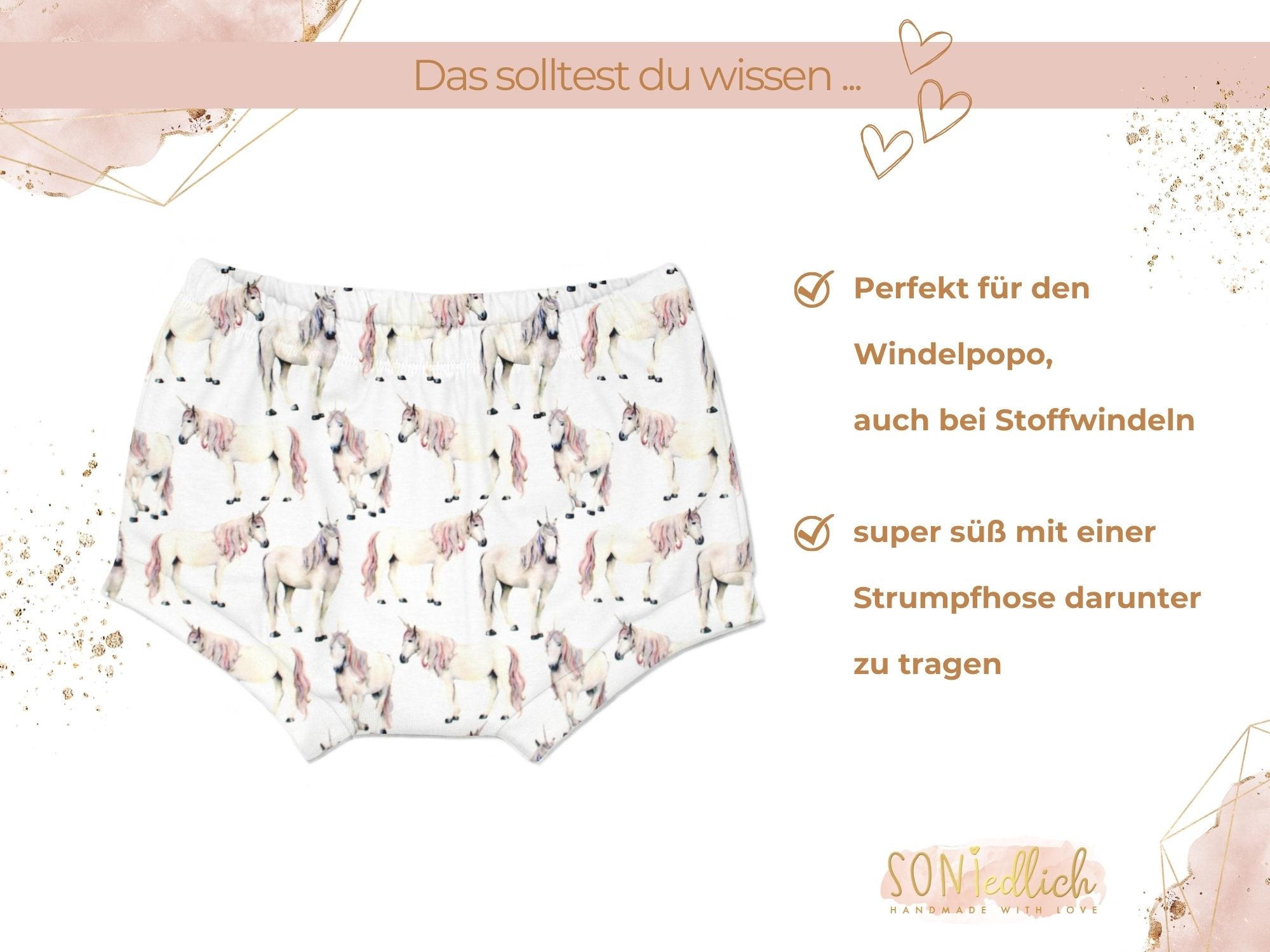 Bummie für Babys und Kinder „Einhorn“ Beschreibung1