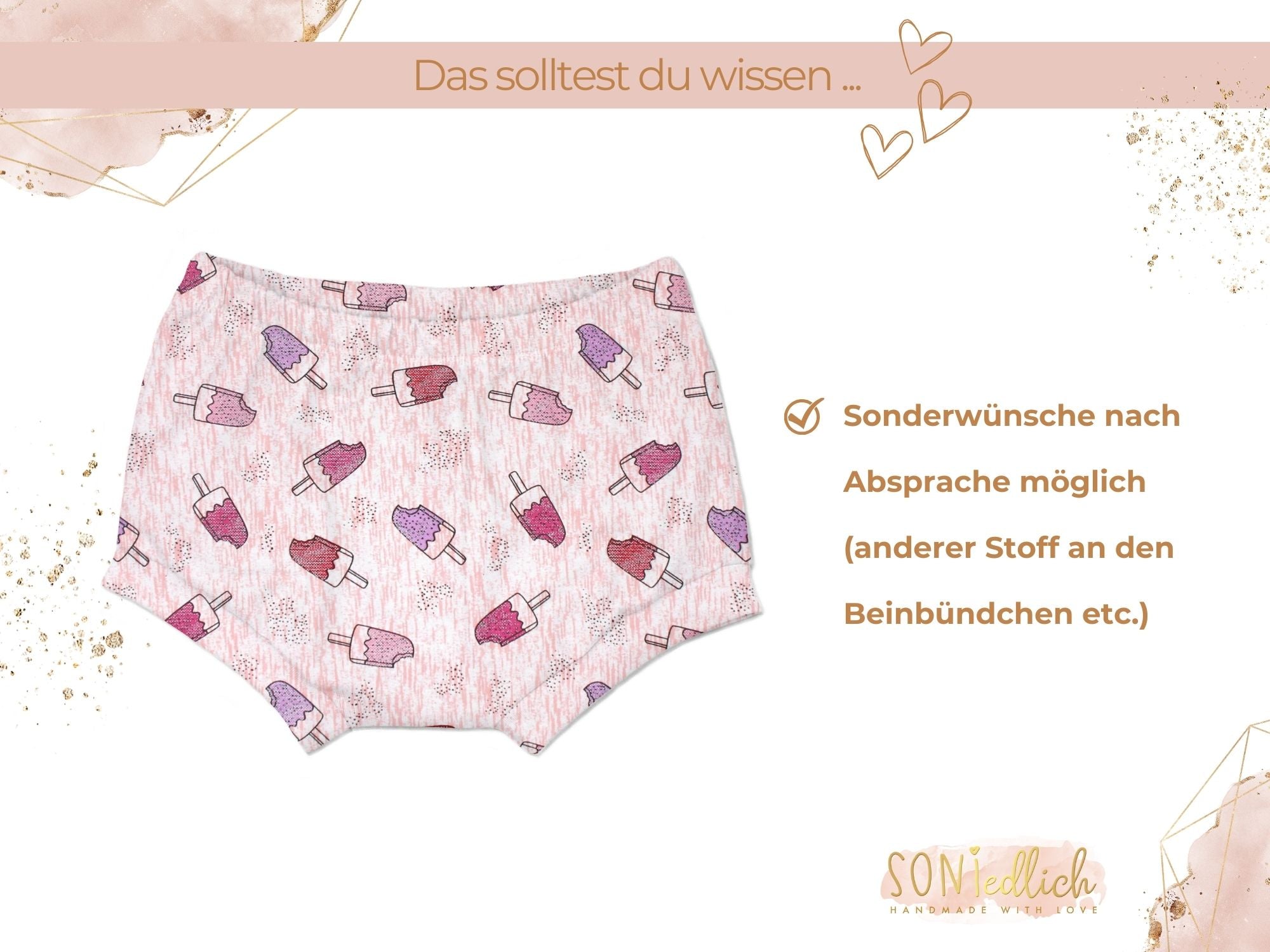 Bummie für Babys und Kinder „Eis am Stiel glitzer“ Sonderwünsche