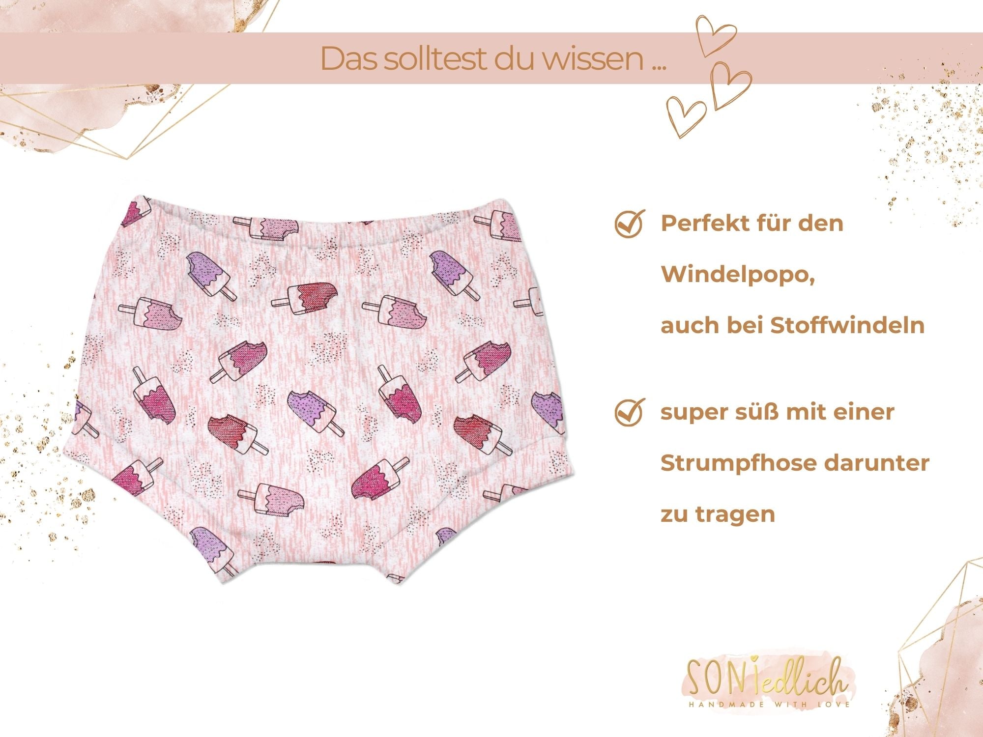 Bummie für Babys und Kinder „Eis am Stiel glitzer“ Beschreibung1