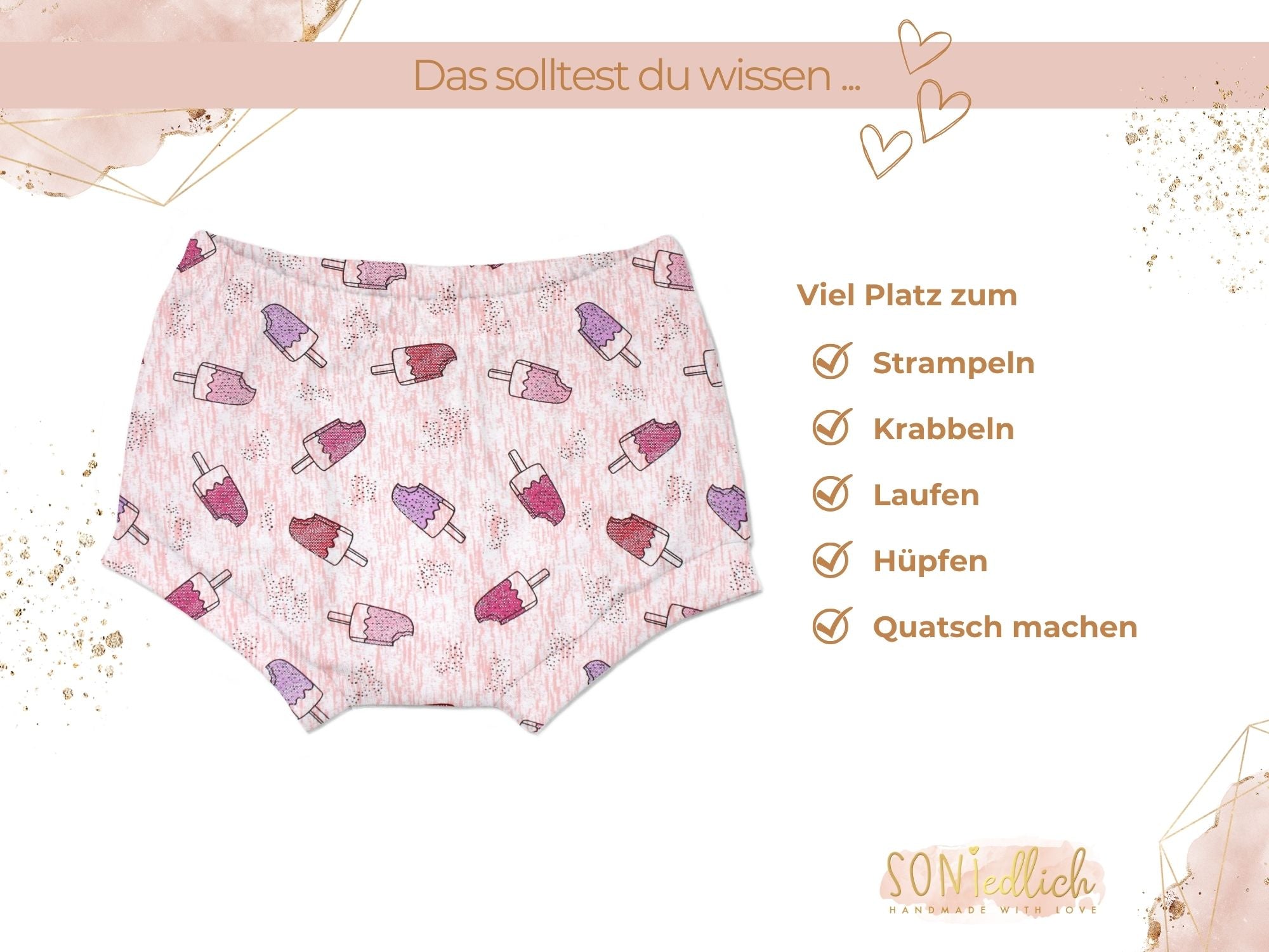 Bummie für Babys und Kinder „Eis am Stiel glitzer“ Beschreibung2