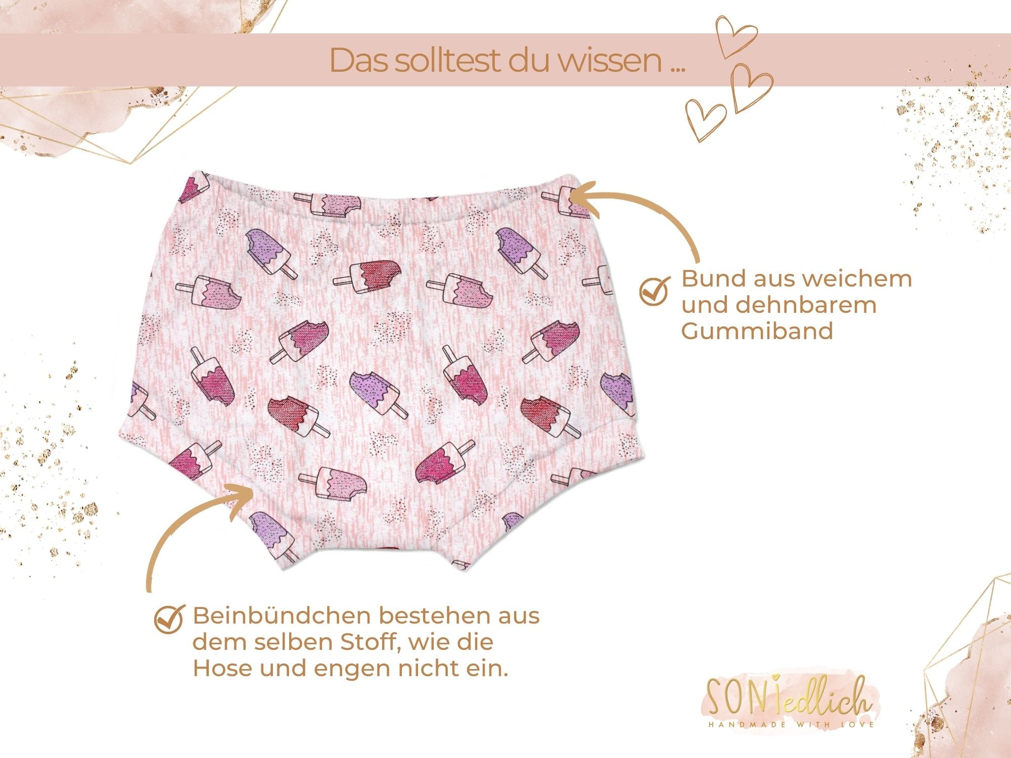 Bummie für Babys und Kinder „Eis am Stiel glitzer“ Details