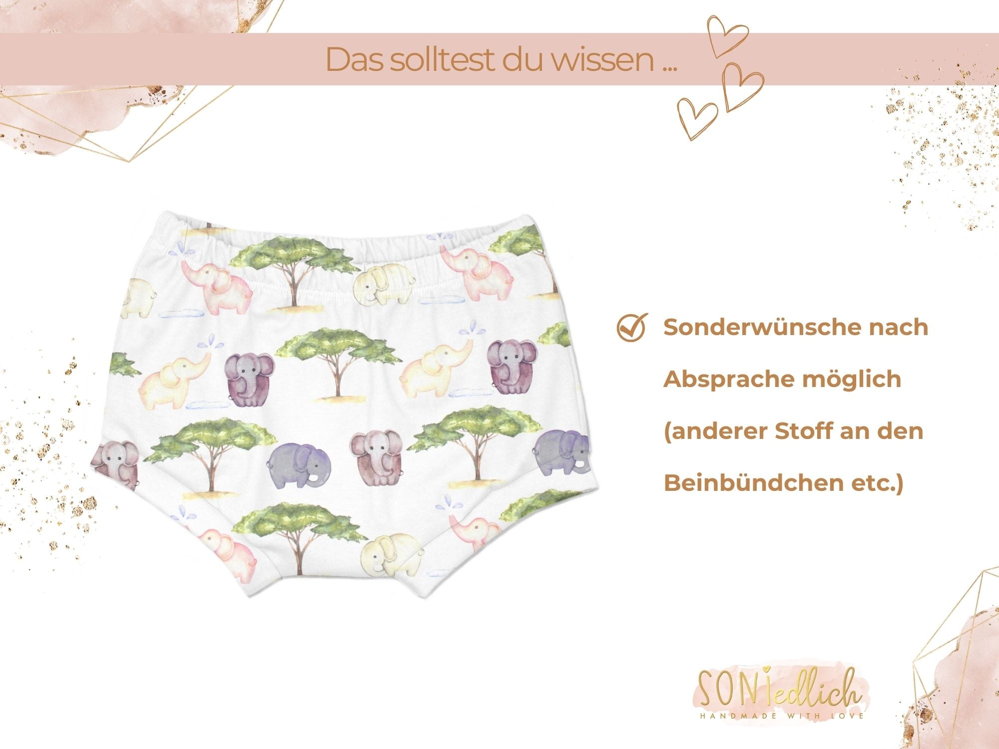 Bummie für Babys und Kinder "Elefanten" Sonderwünsche