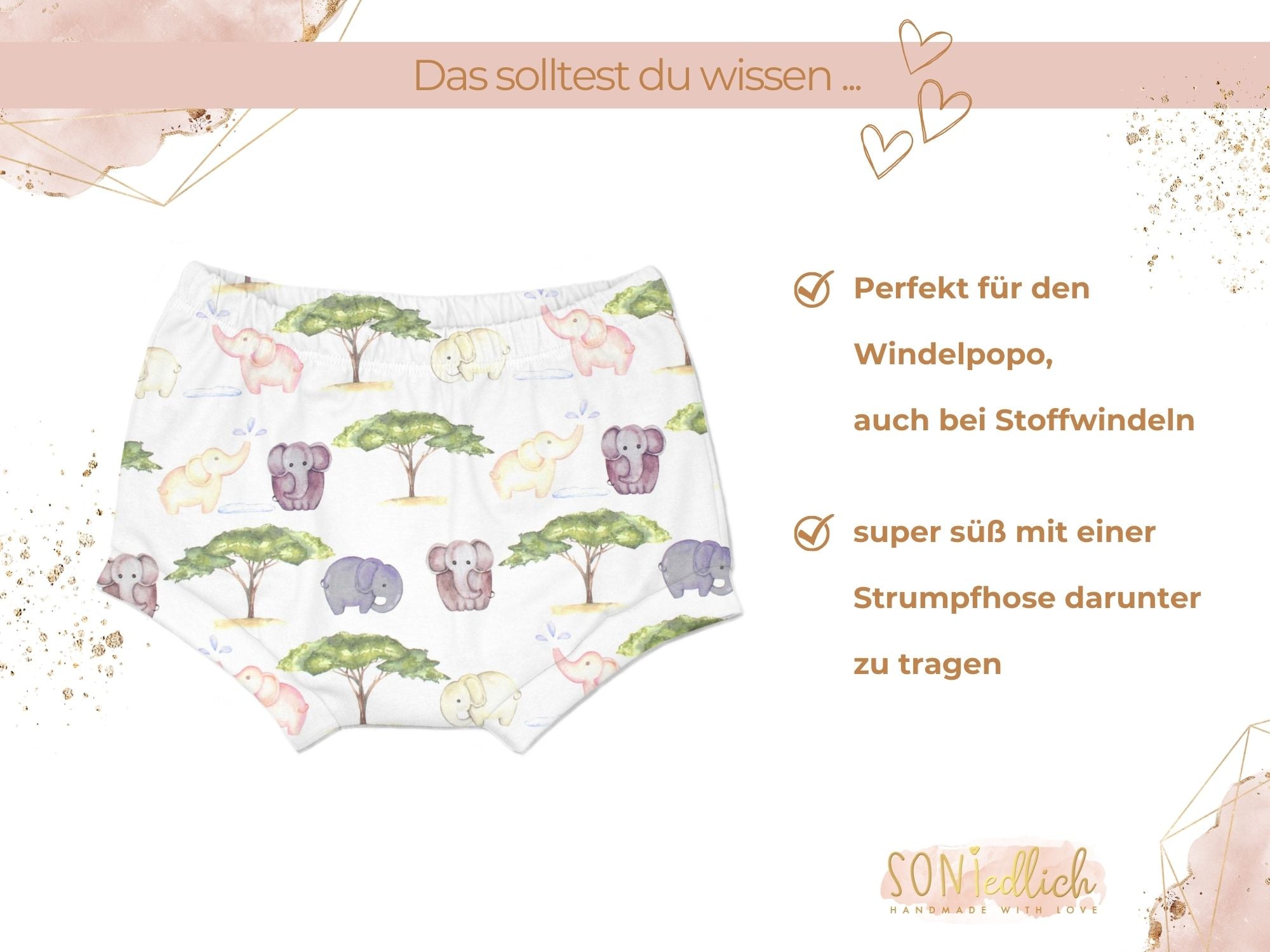 Bummie für Babys und Kinder "Elefanten" Beschreibung1