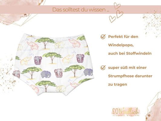 Bummie für Babys und Kinder "Elefanten" Beschreibung1