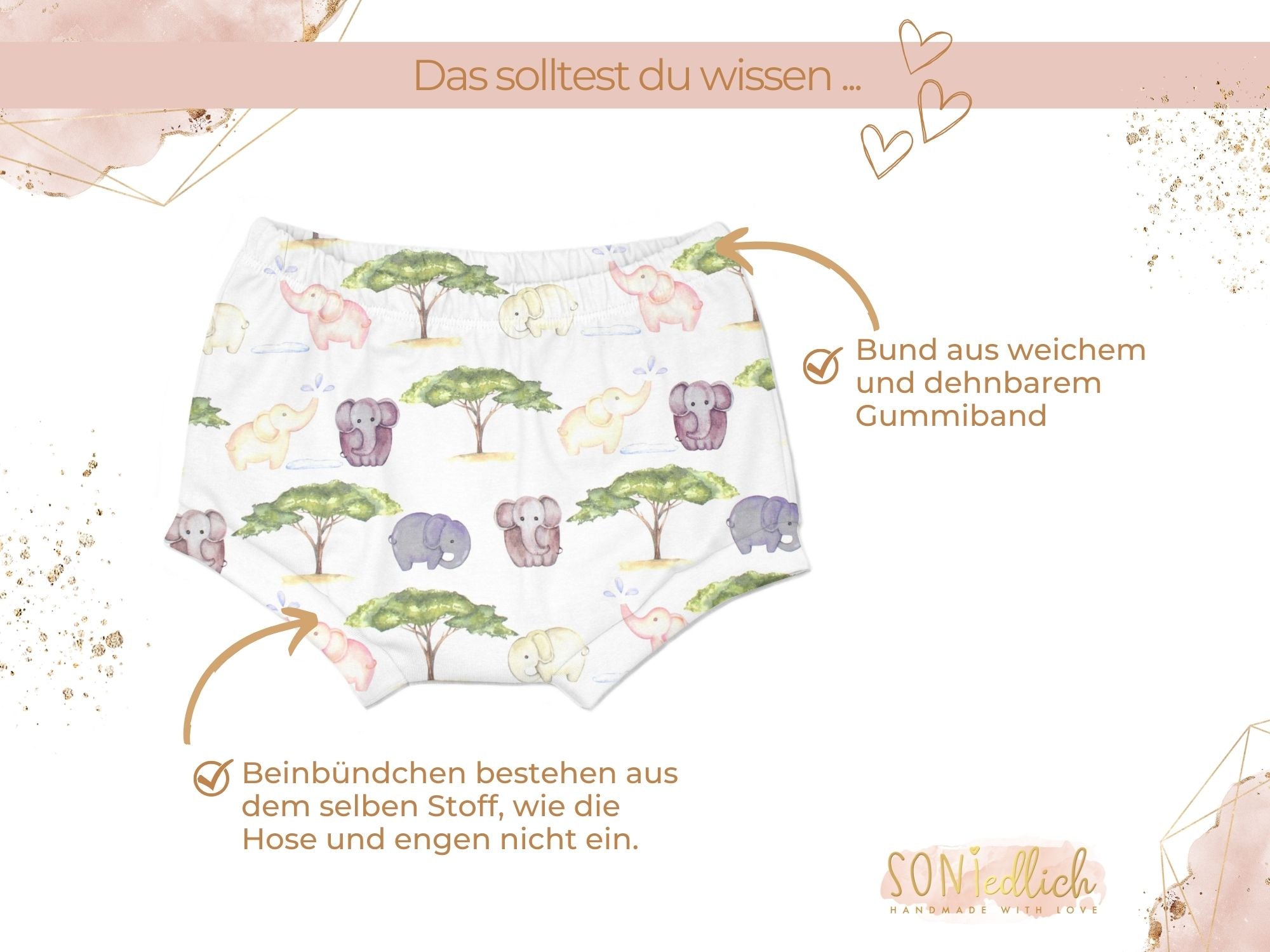 Bummie für Babys und Kinder "Elefanten" Details