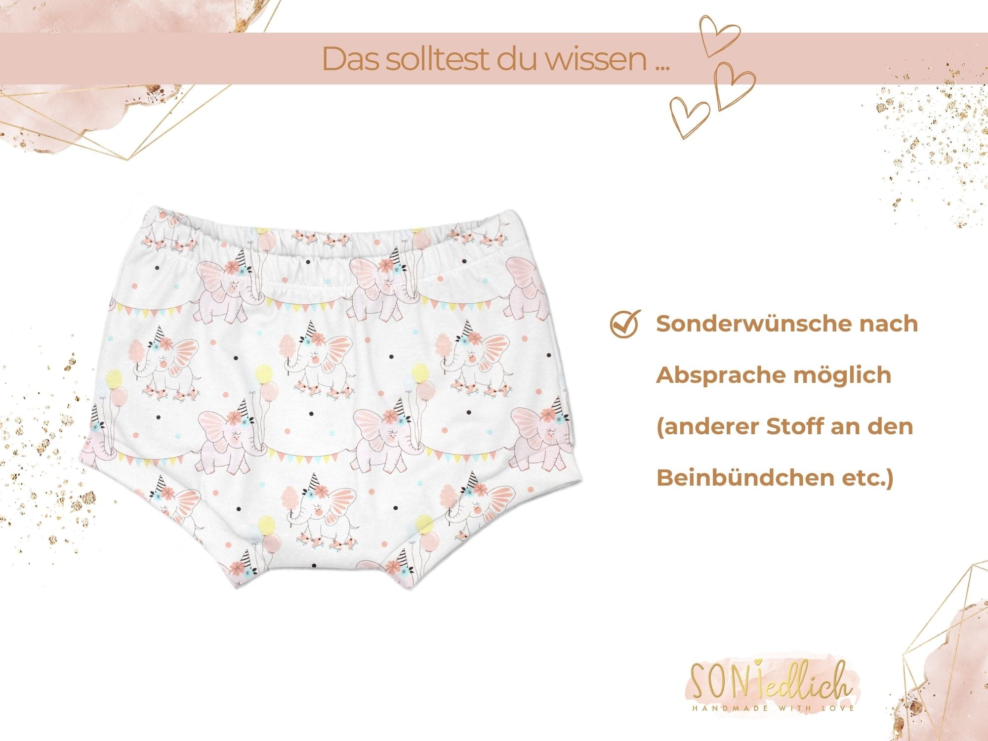 Bummie für Babys und Kinder „Elefanten Geburtstag" Sonderwünsche