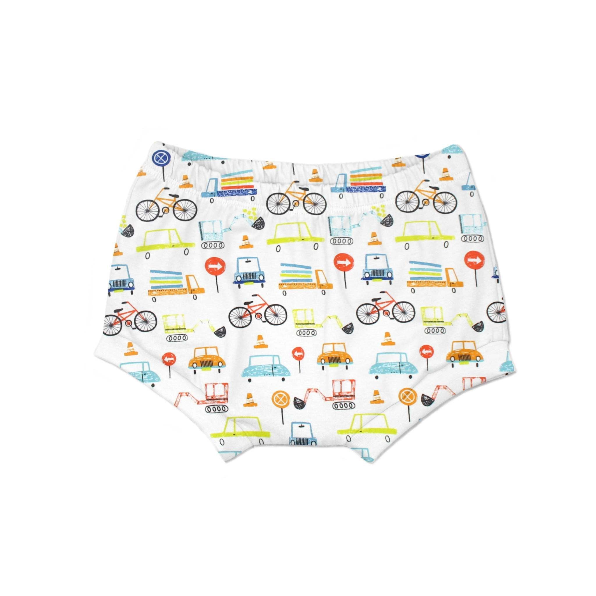 Bummie für Babys und Kinder „Fahrzeuge weiß“